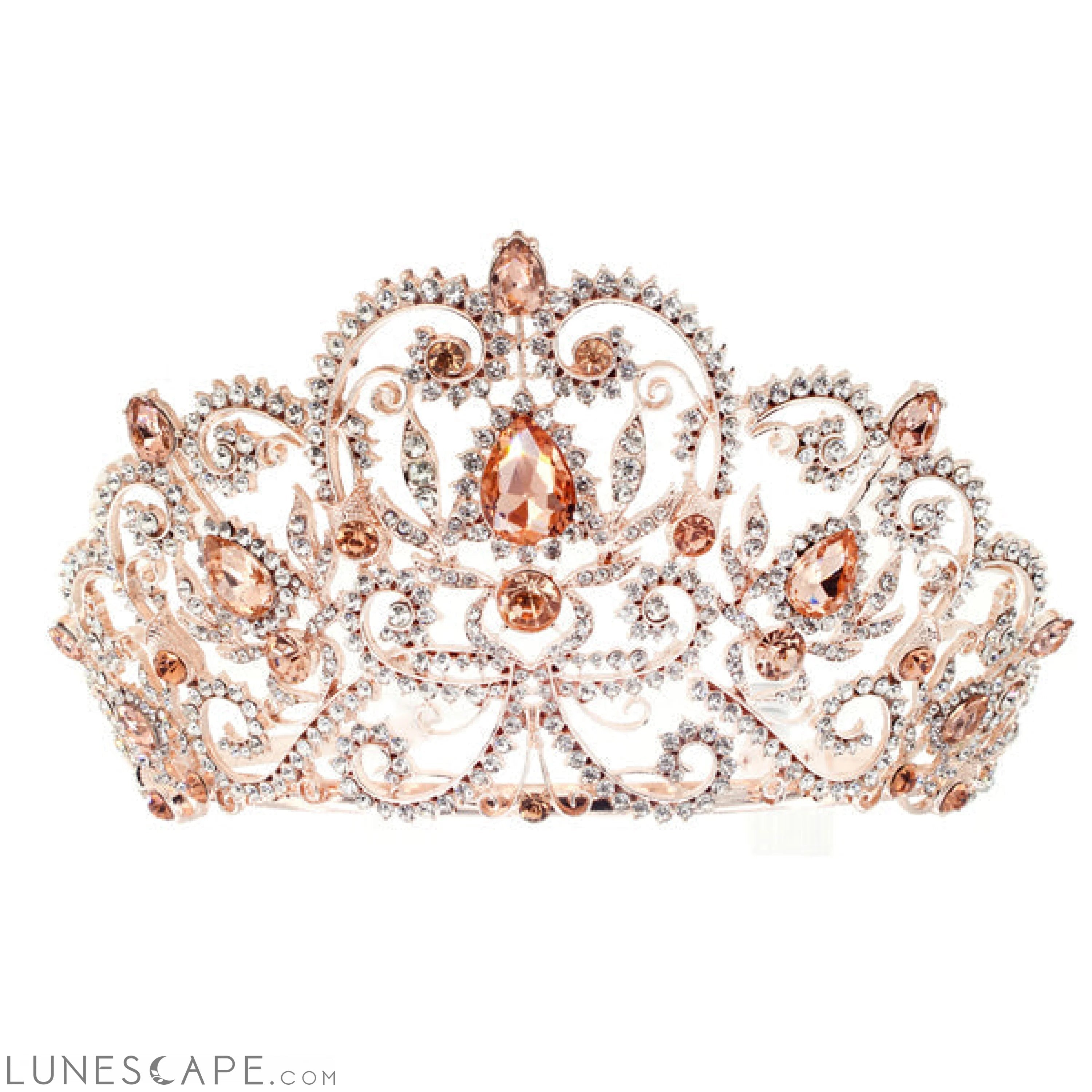Elegant Rhinestone Embellished Royal Tiara Crown LUNESCAPE
