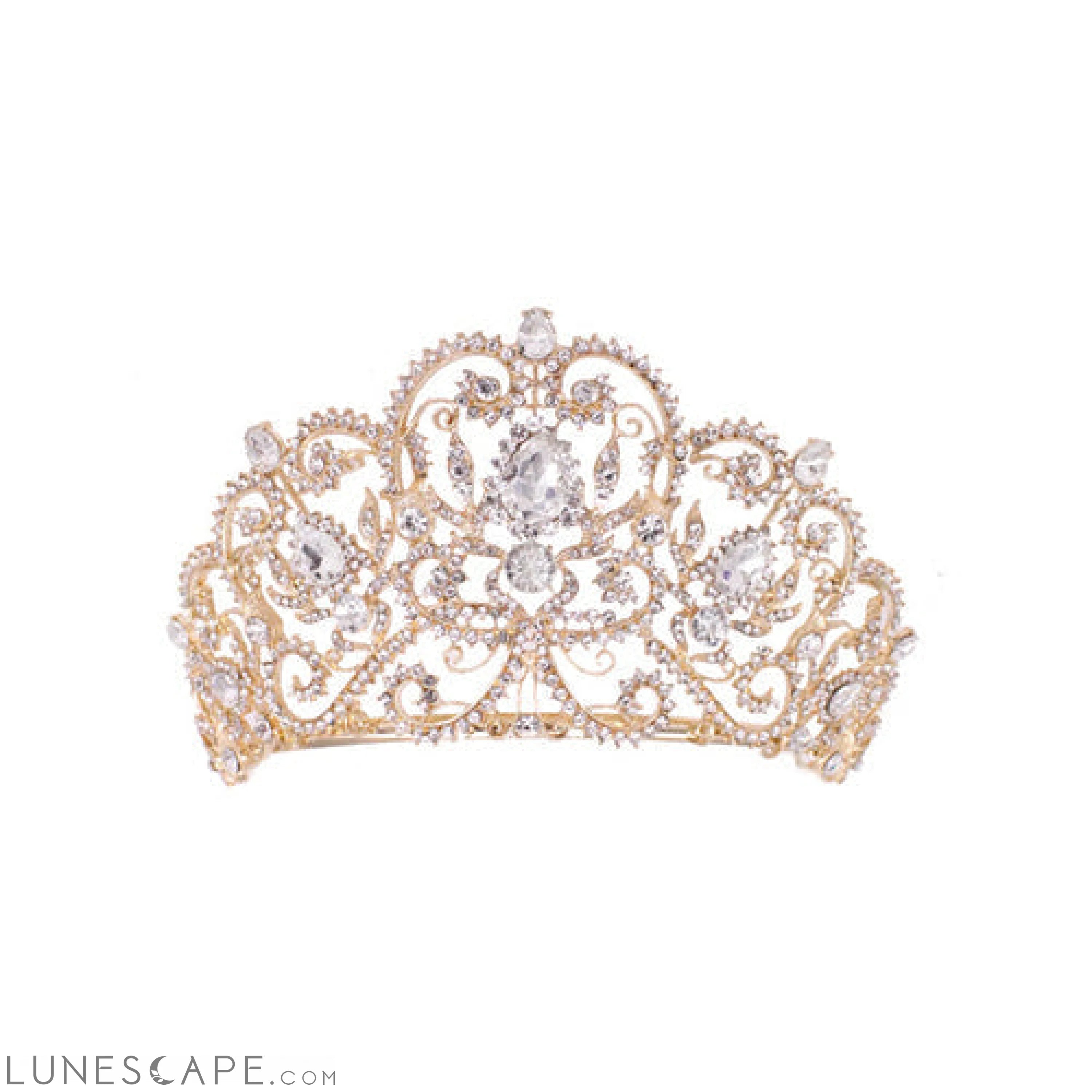 Elegant Rhinestone Embellished Royal Tiara Crown LUNESCAPE
