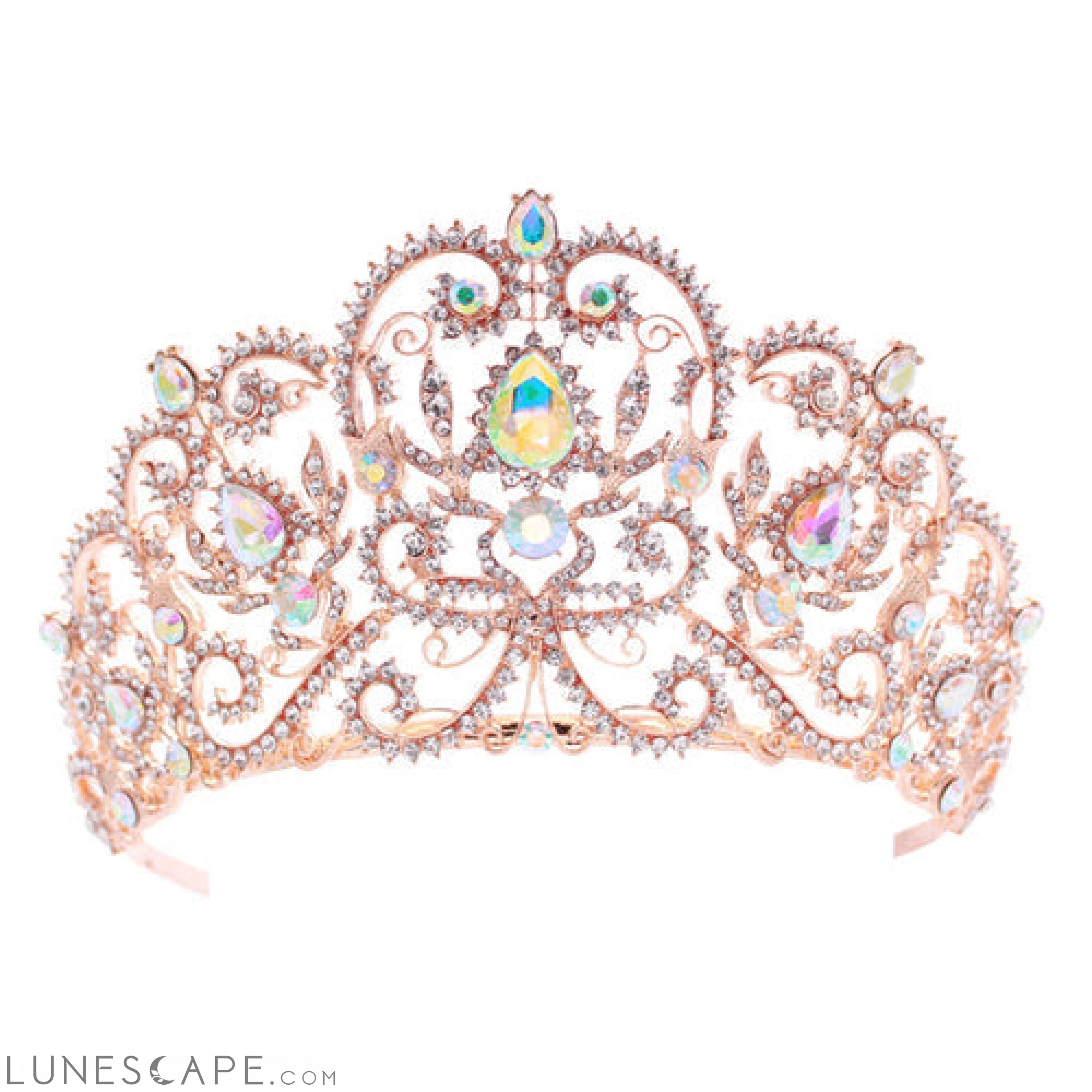 Elegant Rhinestone Embellished Royal Tiara Crown LUNESCAPE