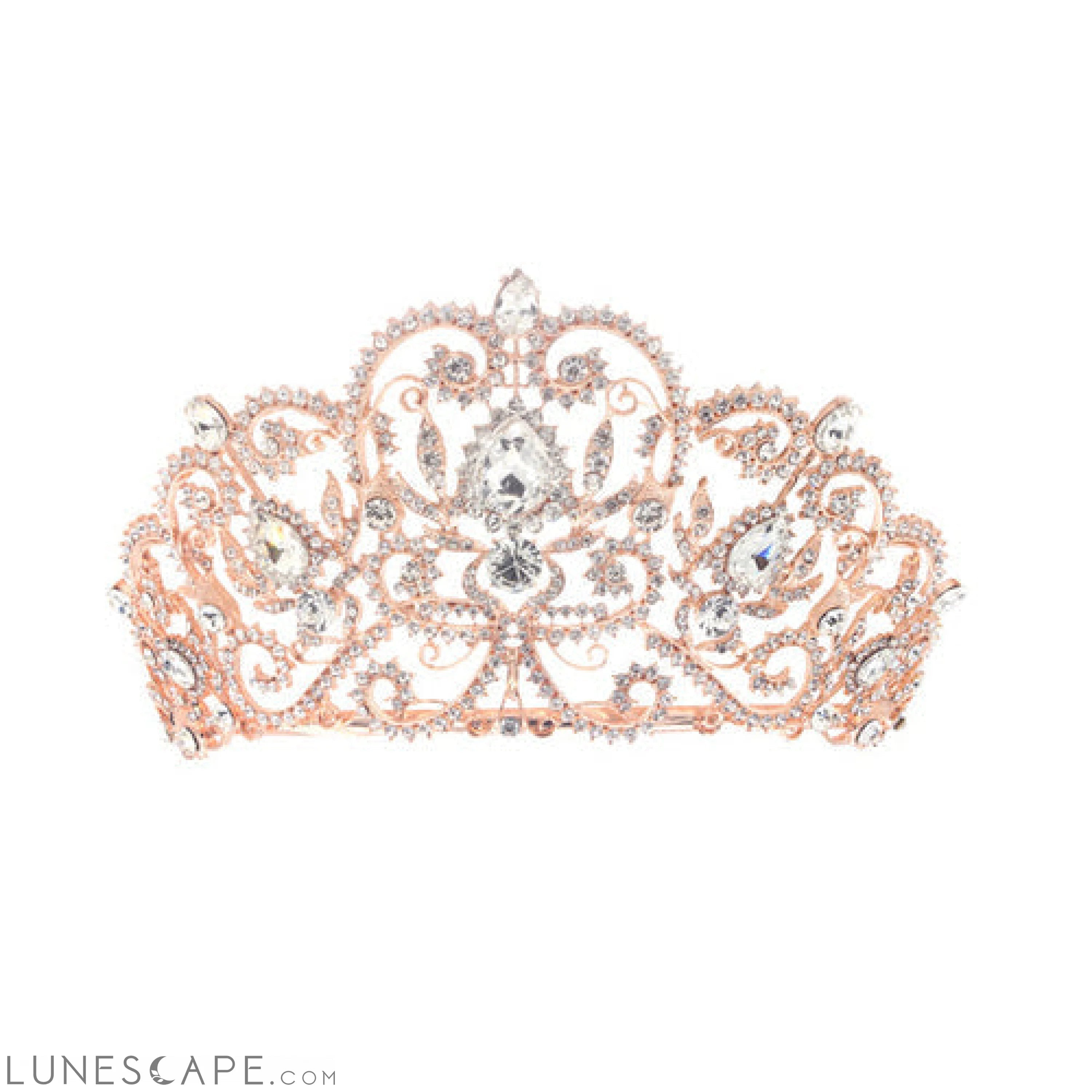 Elegant Rhinestone Embellished Royal Tiara Crown LUNESCAPE