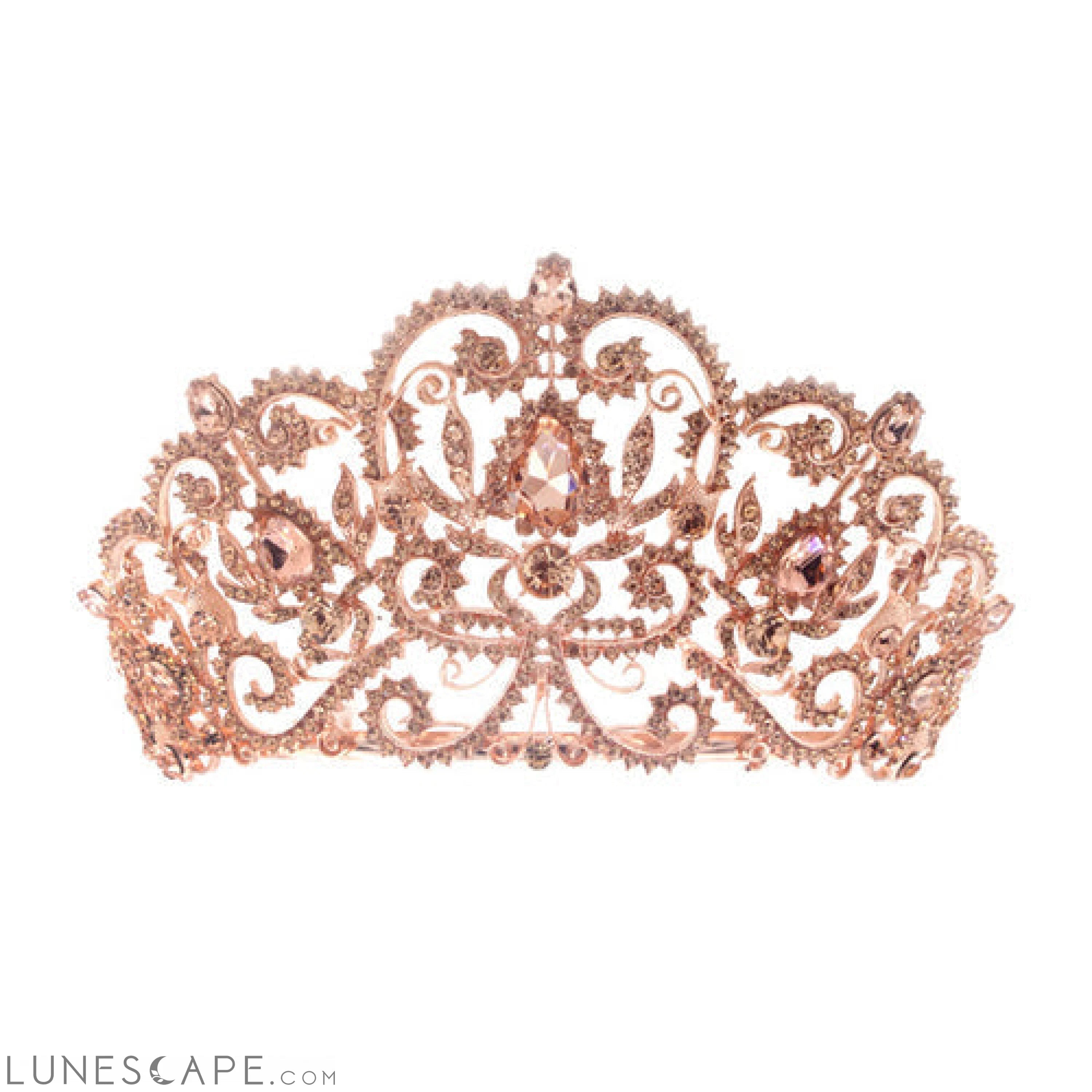 Elegant Rhinestone Embellished Royal Tiara Crown LUNESCAPE