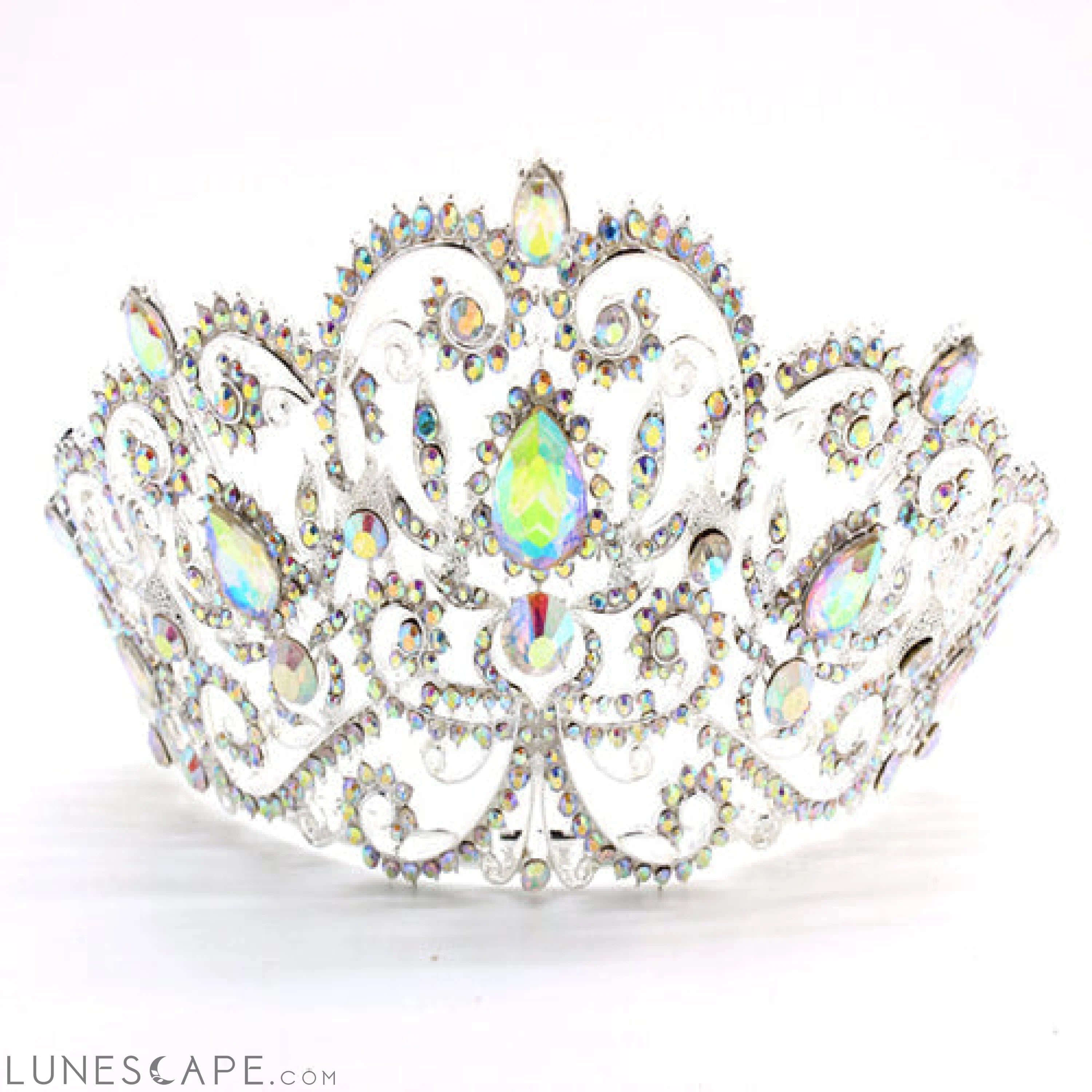 Elegant Rhinestone Embellished Royal Tiara Crown LUNESCAPE