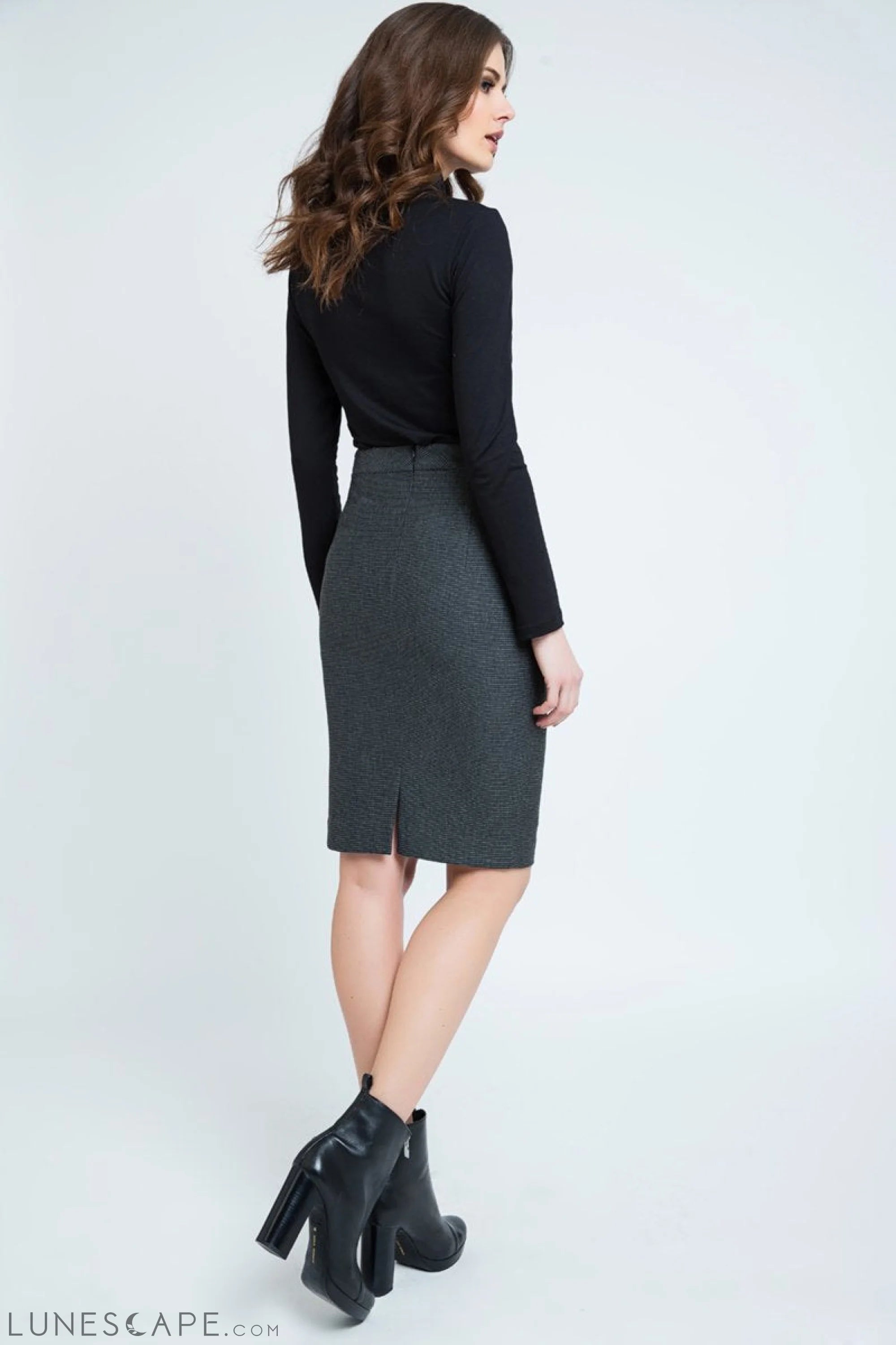 Elegant Stripes Sheath Pencil Skirt LUNESCAPE