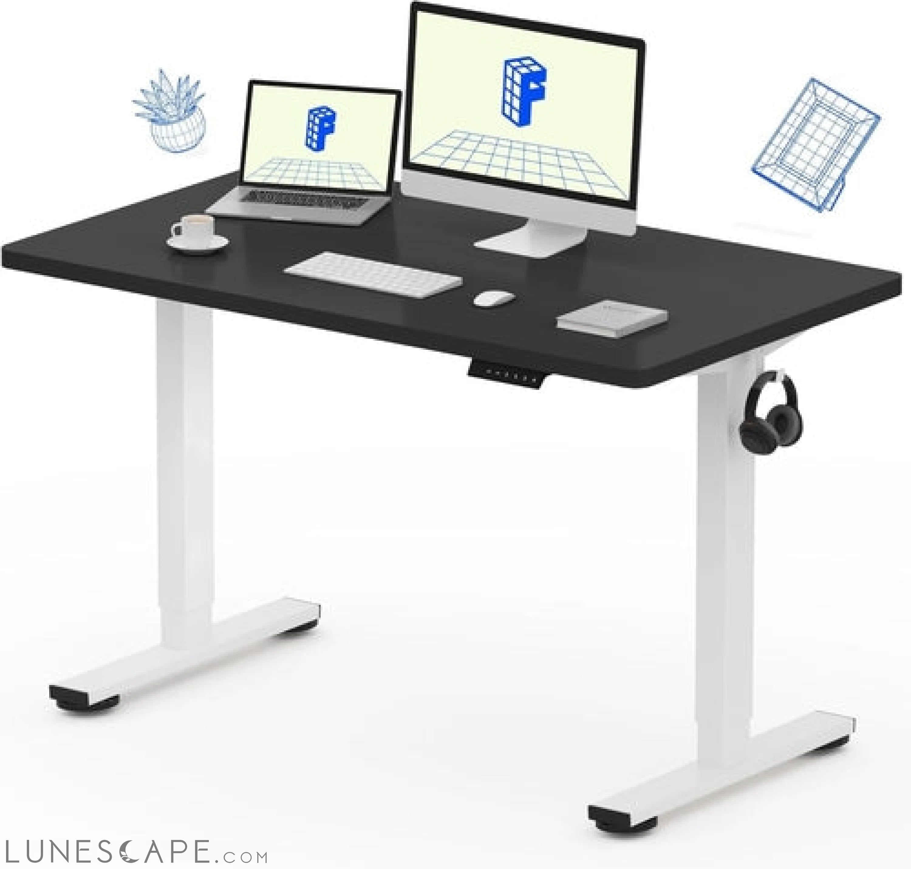 EN1 One Piece Standing Desk, 48 X 24 Inch Desktop Electric Adjustable LUNESCAPE