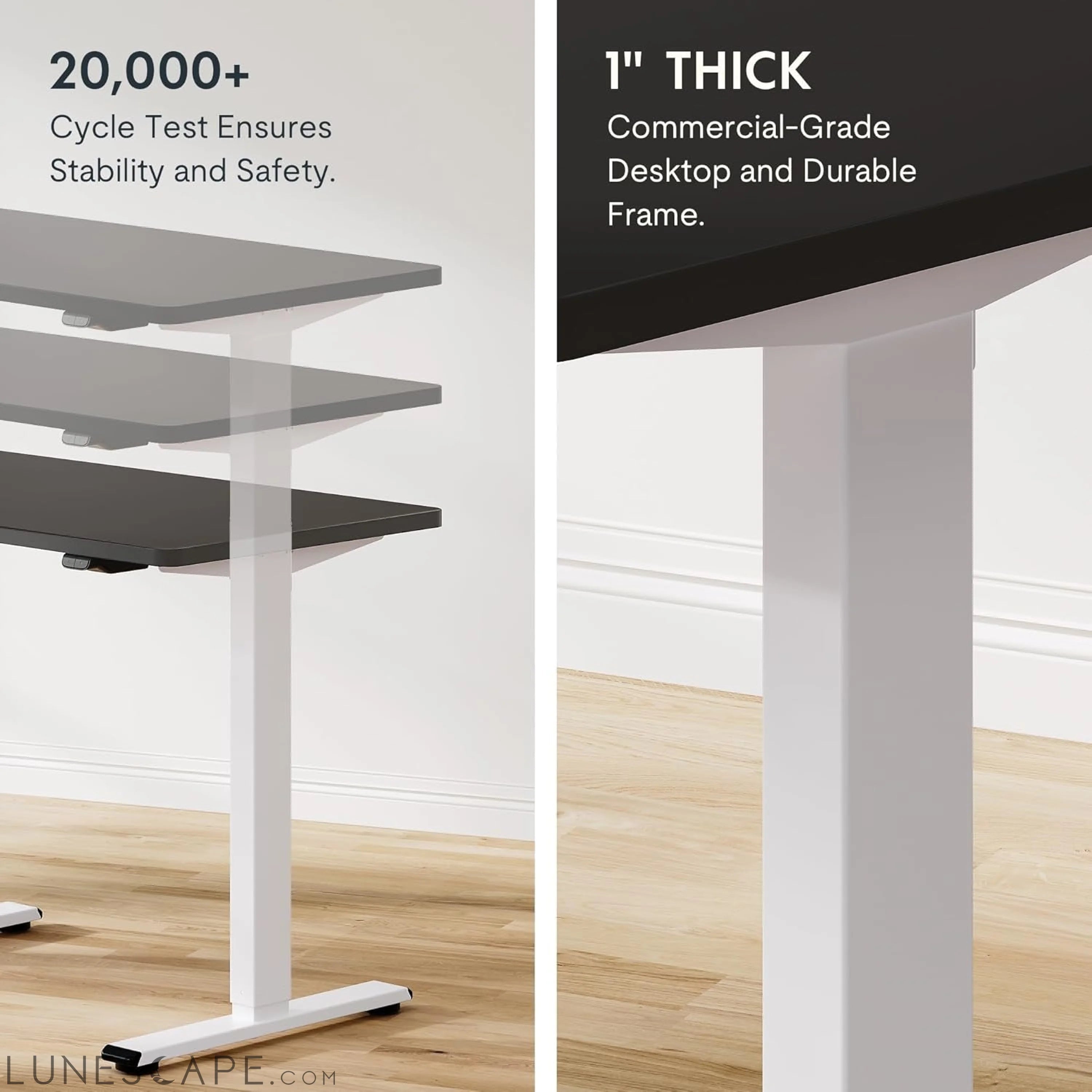 EN1 One Piece Standing Desk, 48 X 24 Inch Desktop Electric Adjustable LUNESCAPE
