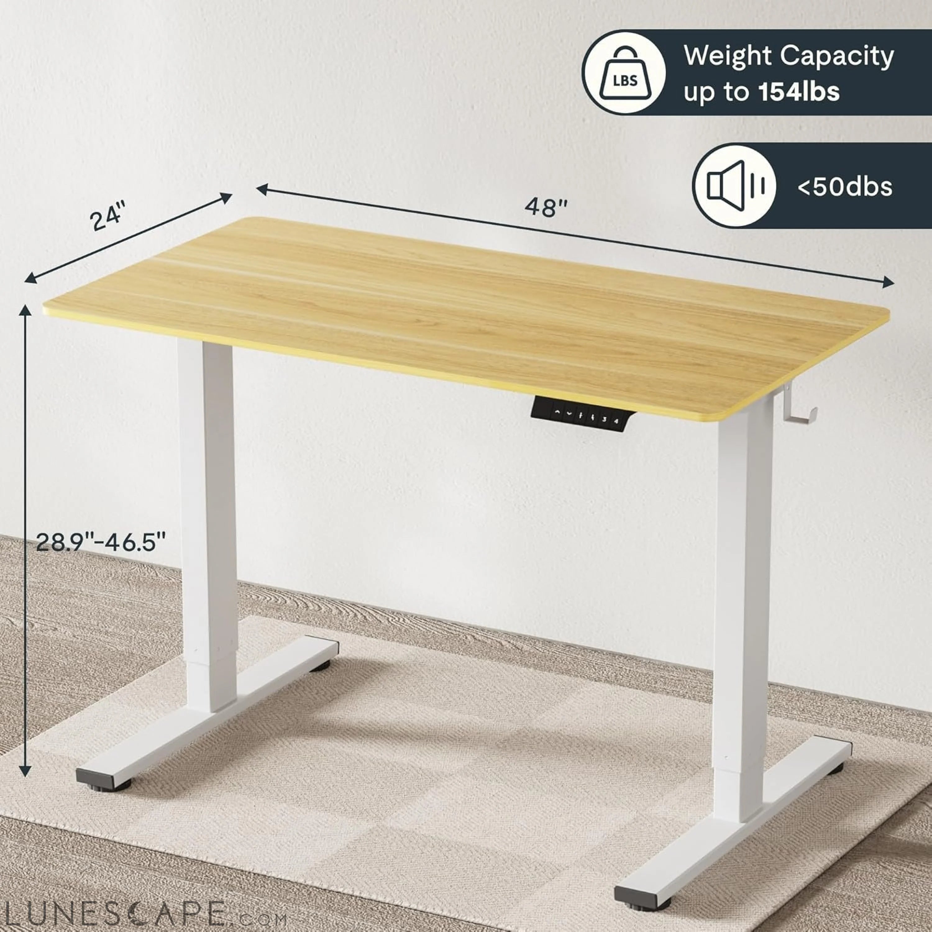 EN1 Whole-Piece Standing Desk, 48 X 24 Inches Height Adjustable Desk LUNESCAPE