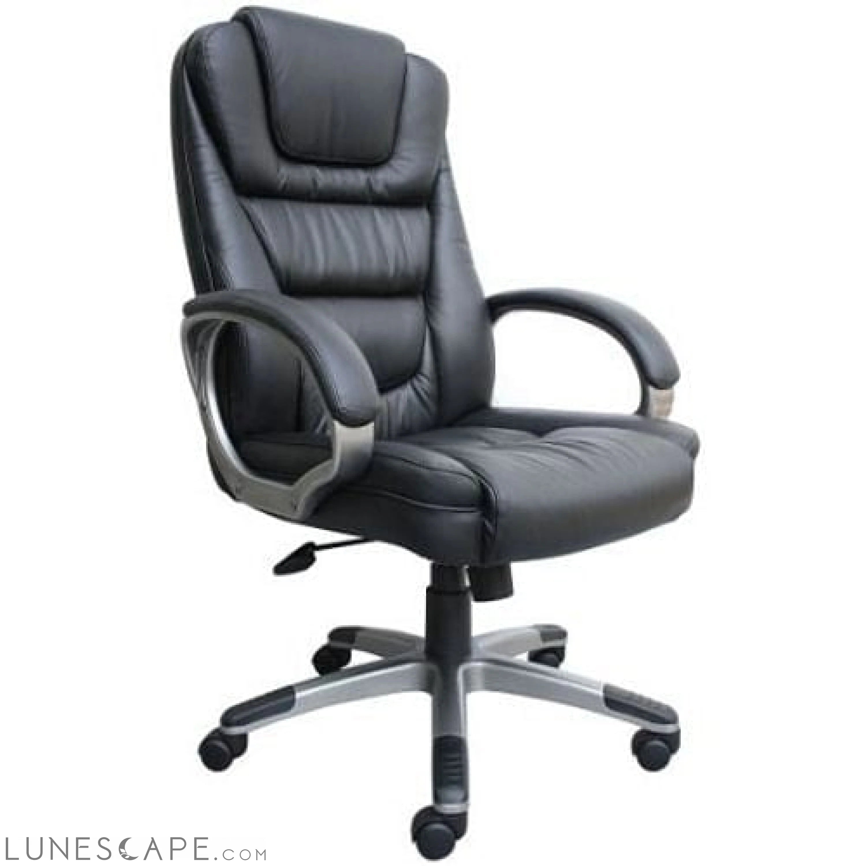 Ergonomic Black Faux Leather Executive Office Chair LUNESCAPE
