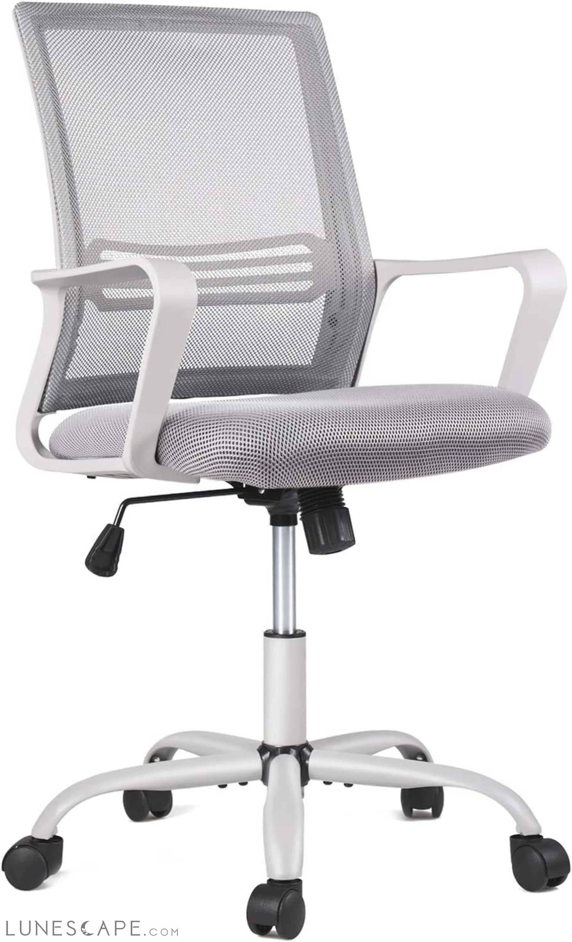 Ergonomic Grey Mesh Desk Chair with Wheels LUNESCAPE