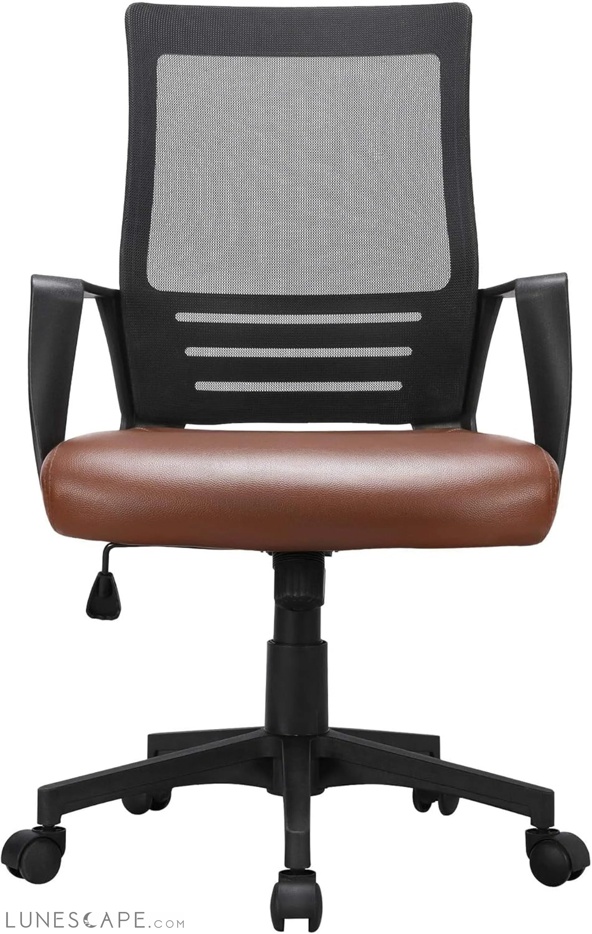 Ergonomic Home Office Chair Leather and Mesh Combine Desk Chair LUNESCAPE