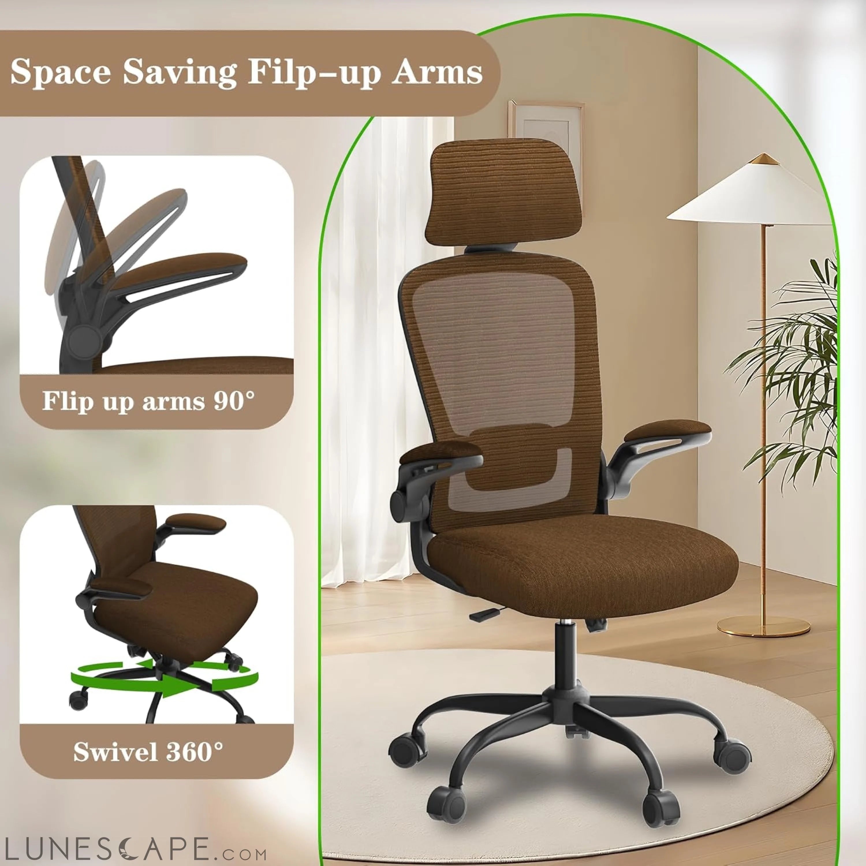 Ergonomic Mesh Office Chair, High Back Computer Desk Chair with LUNESCAPE