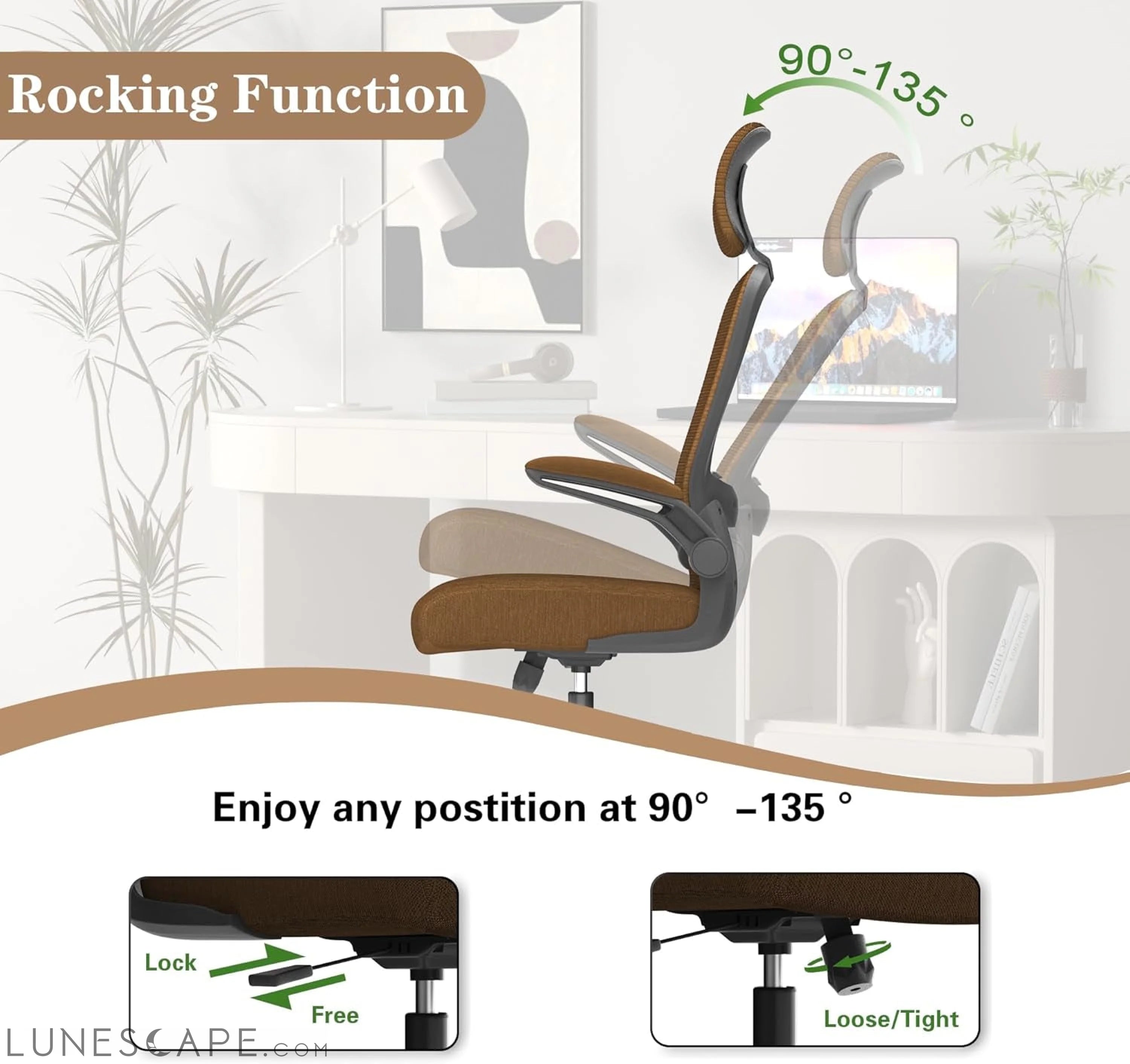 Ergonomic Mesh Office Chair, High Back Computer Desk Chair with LUNESCAPE