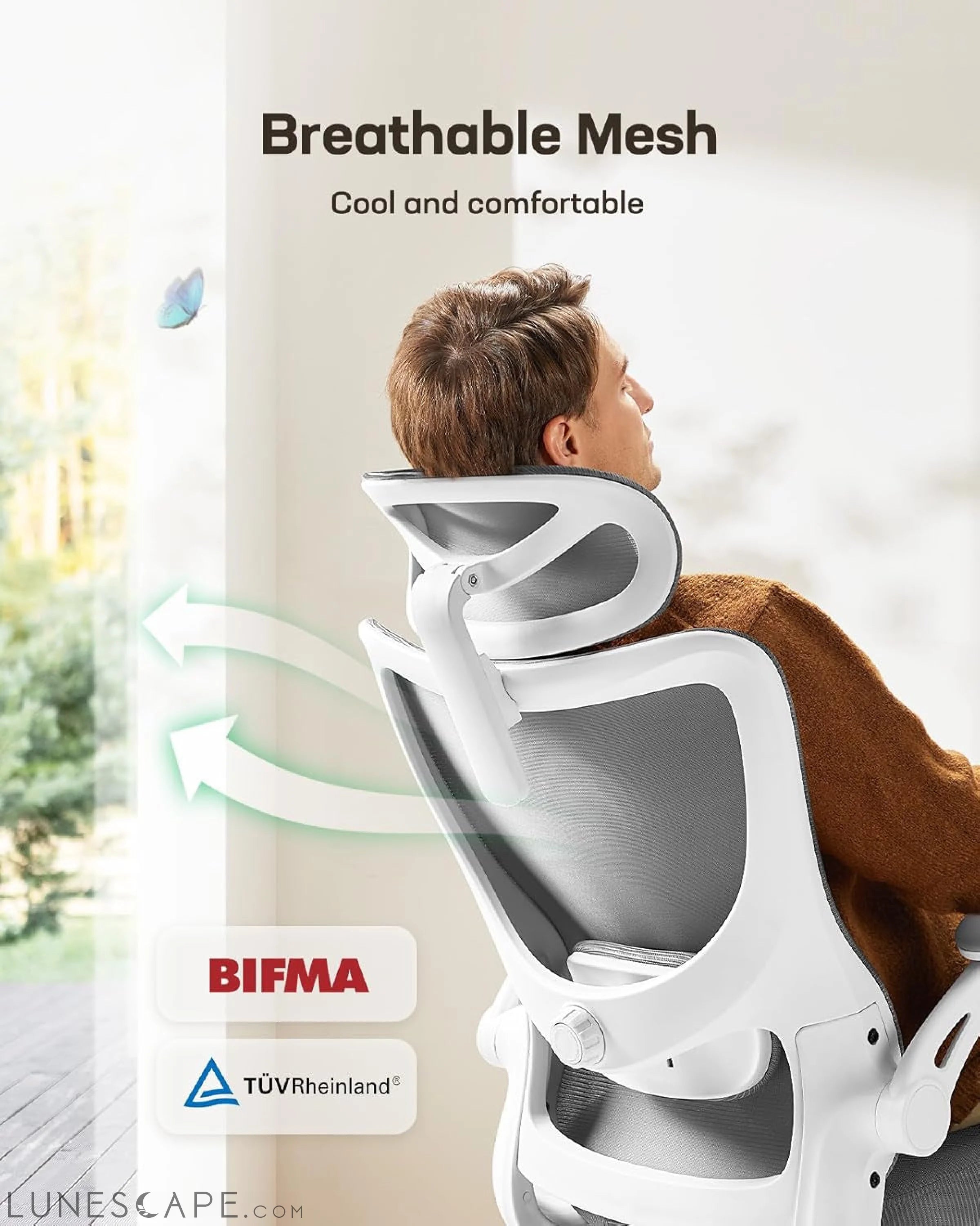 Ergonomic Office Chair: Office Computer Desk Chair with High Back Mesh LUNESCAPE