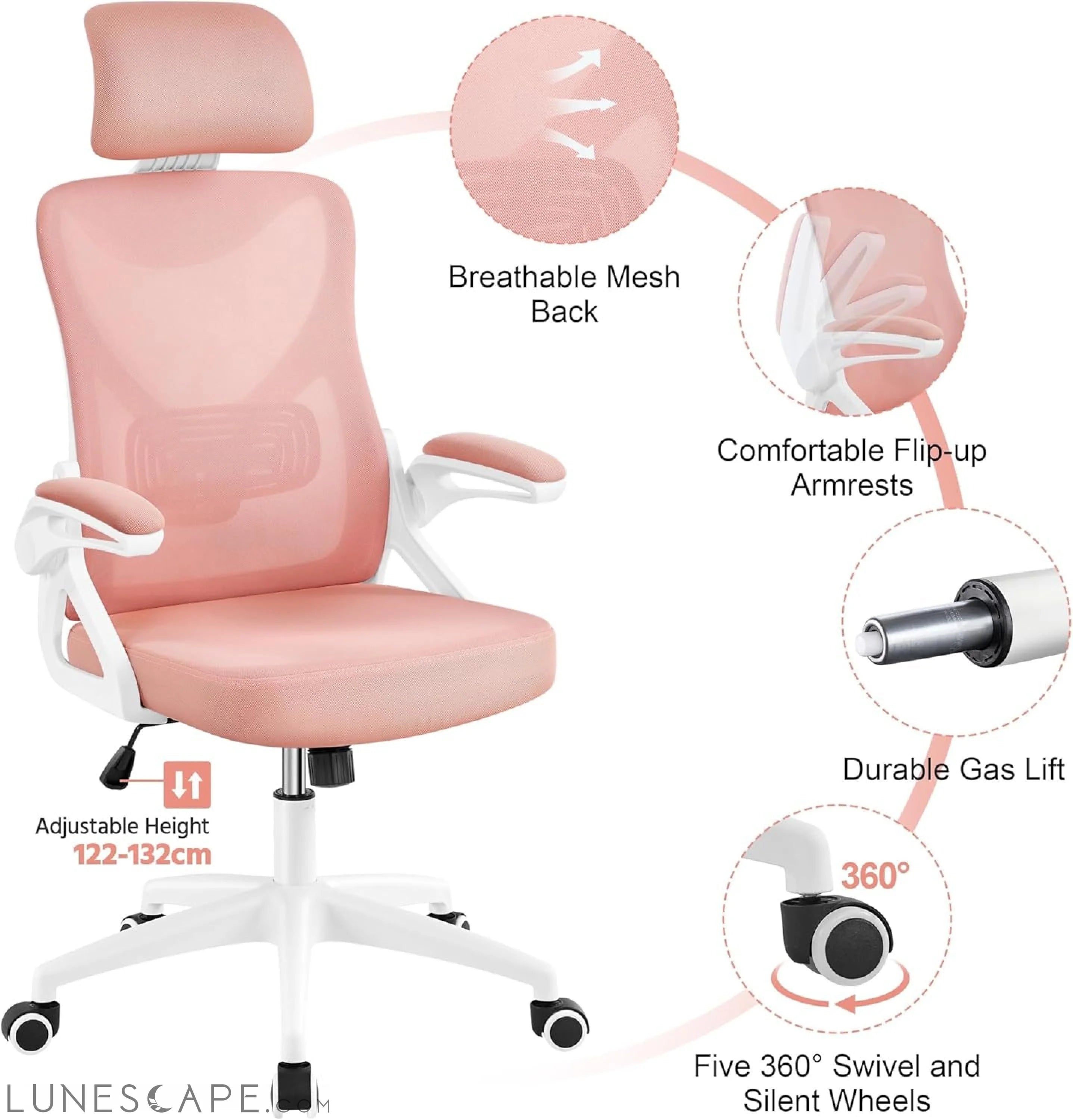 Ergonomic Office Chair, High Back Mesh Desk Chair with Flip-Up LUNESCAPE