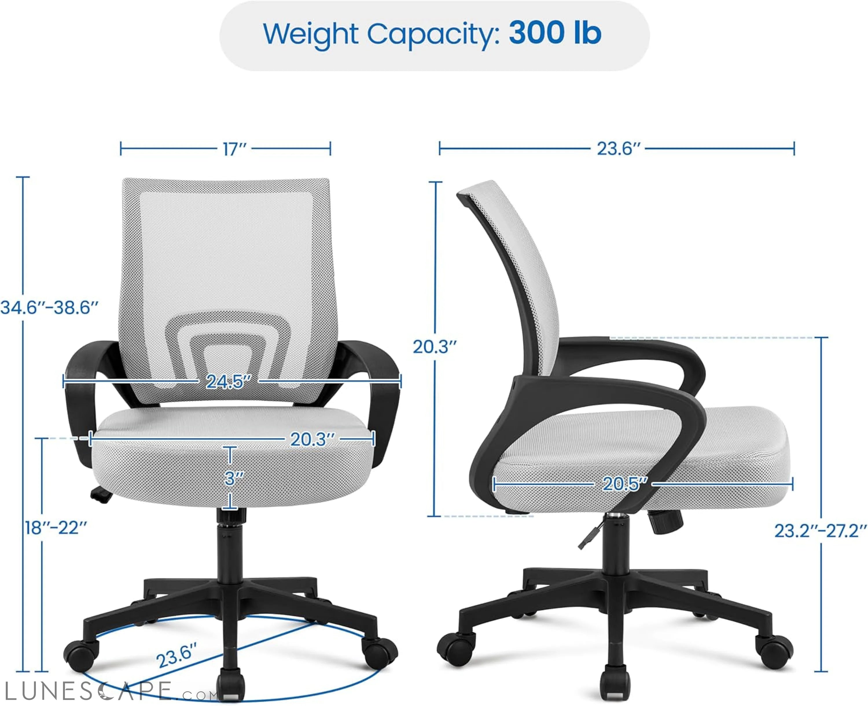 Ergonomic Office Chair Mid Back Computer Chair Mesh Desk Chair with LUNESCAPE