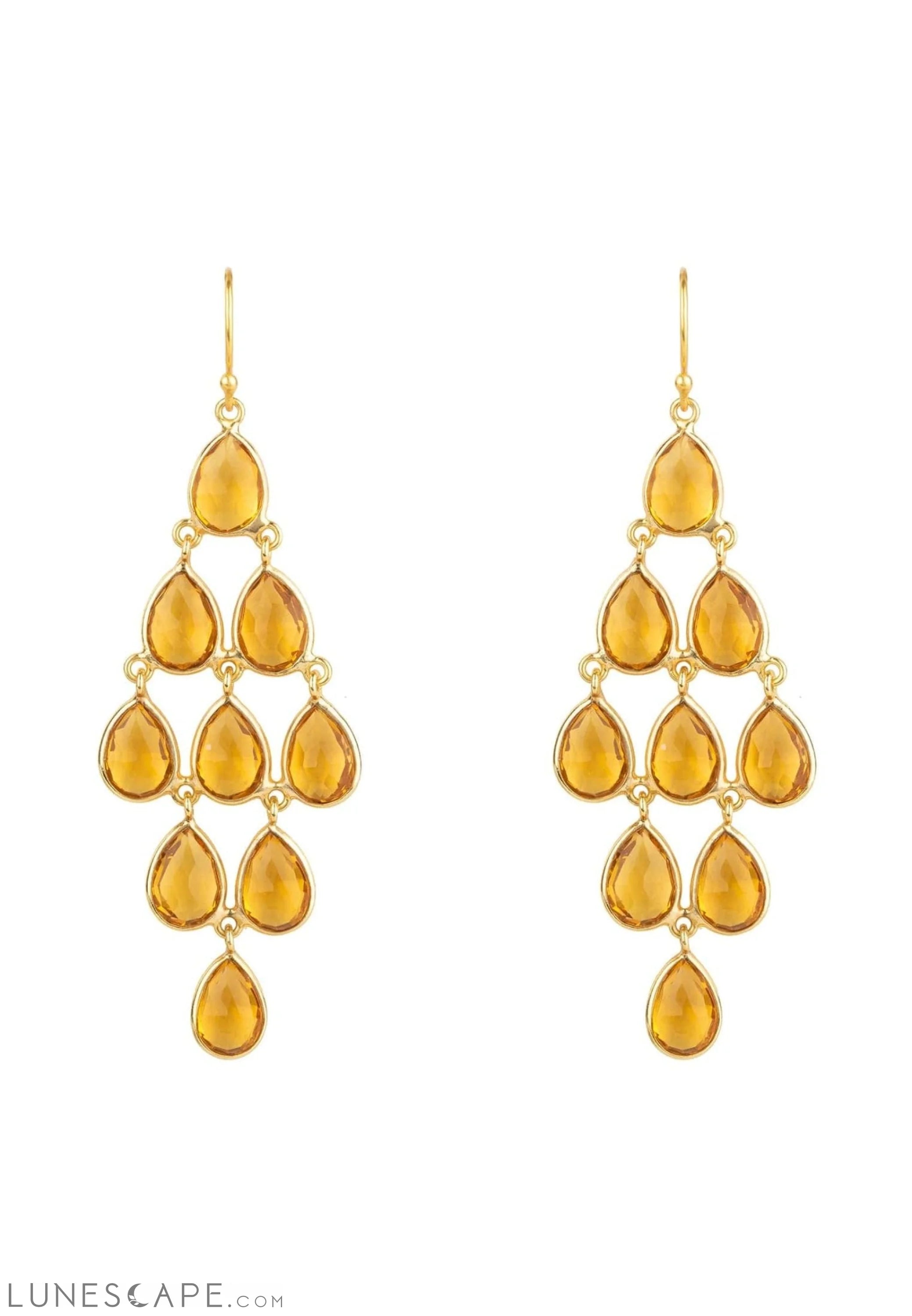 Erviola Gemstone Cascade Earrings Gold Citrine LUNESCAPE