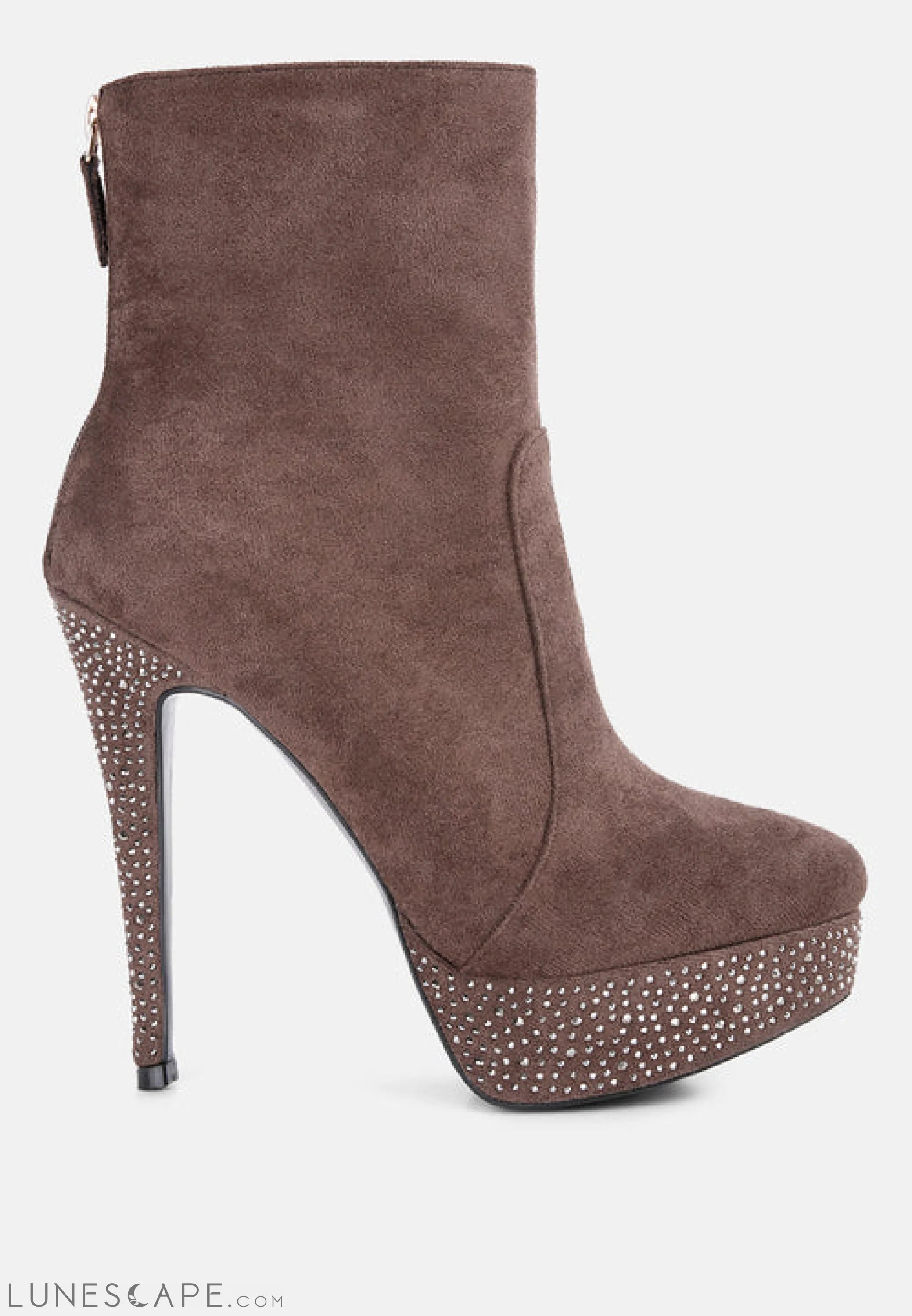 Espiree Microfiber High Heeled Ankle Boots LUNESCAPE