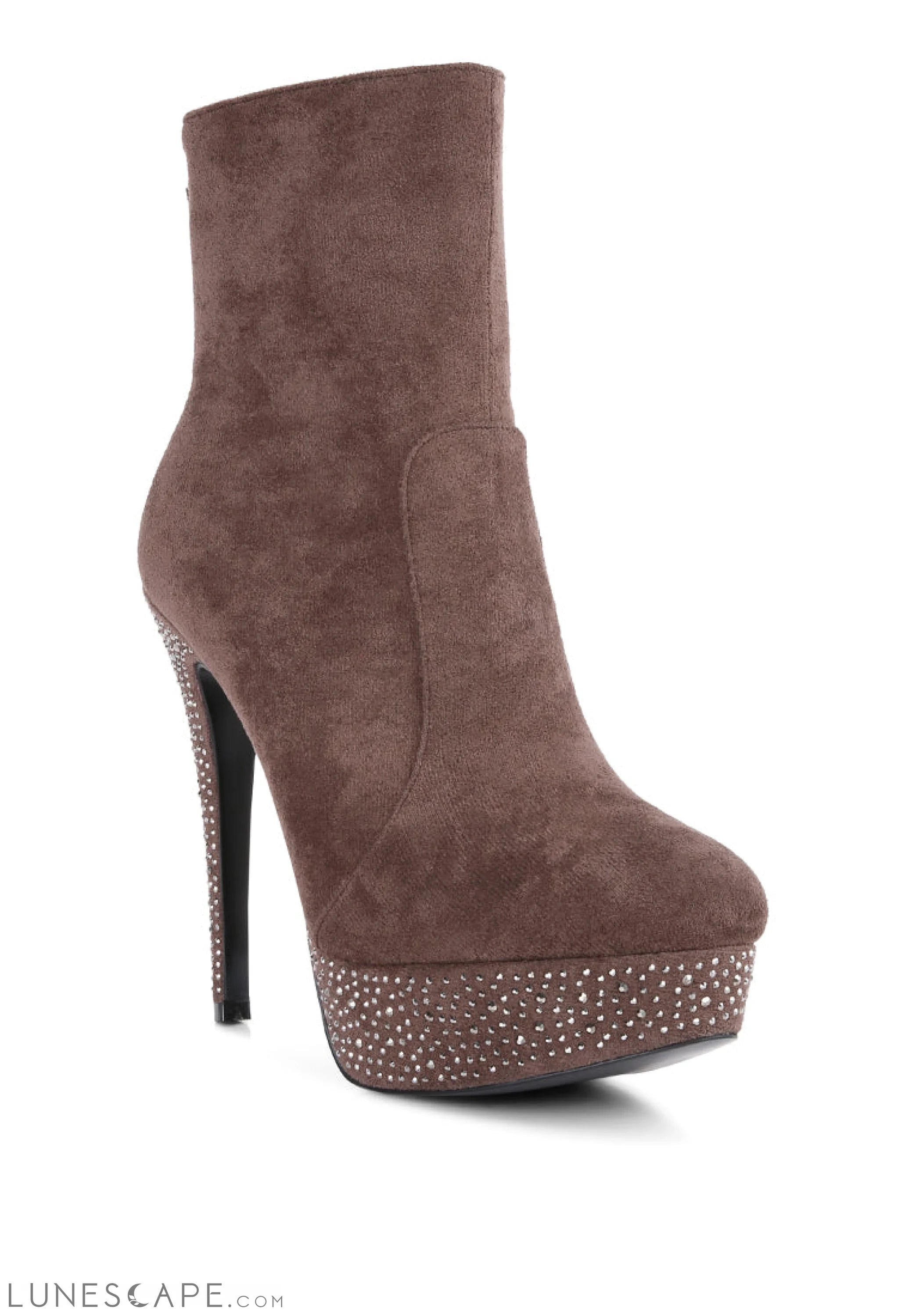 Espiree Microfiber High Heeled Ankle Boots LUNESCAPE