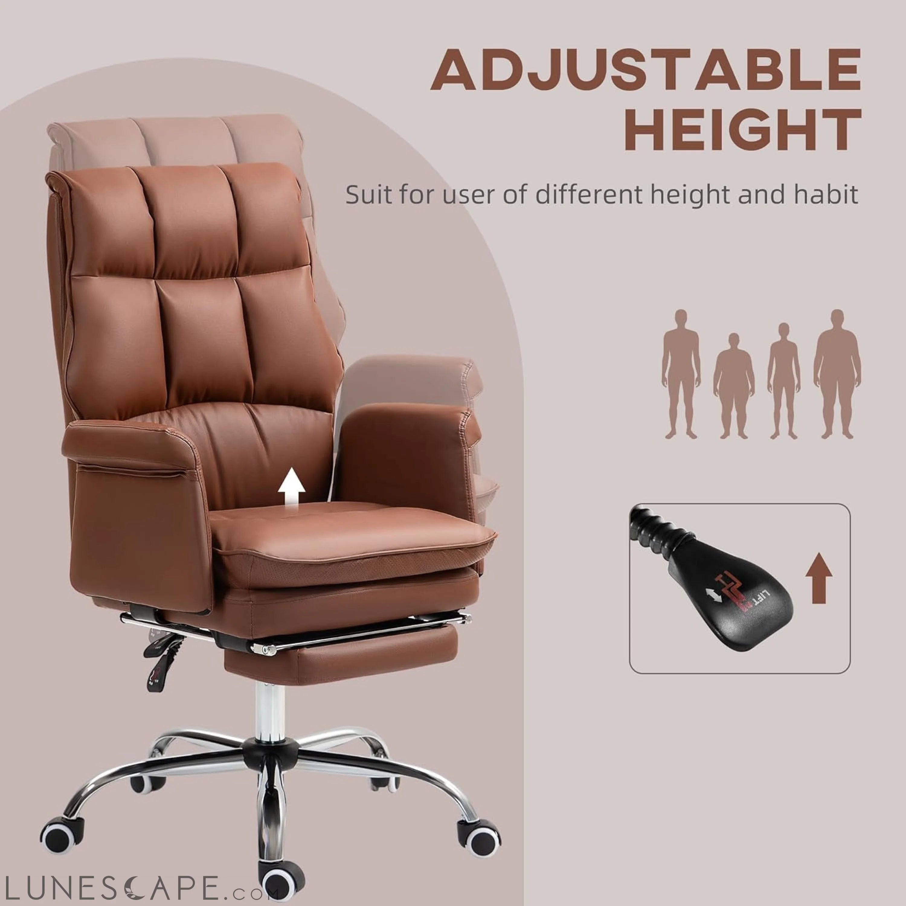 Executive Office Chair, PU Leather Ergonomic Office Desk Chair with LUNESCAPE