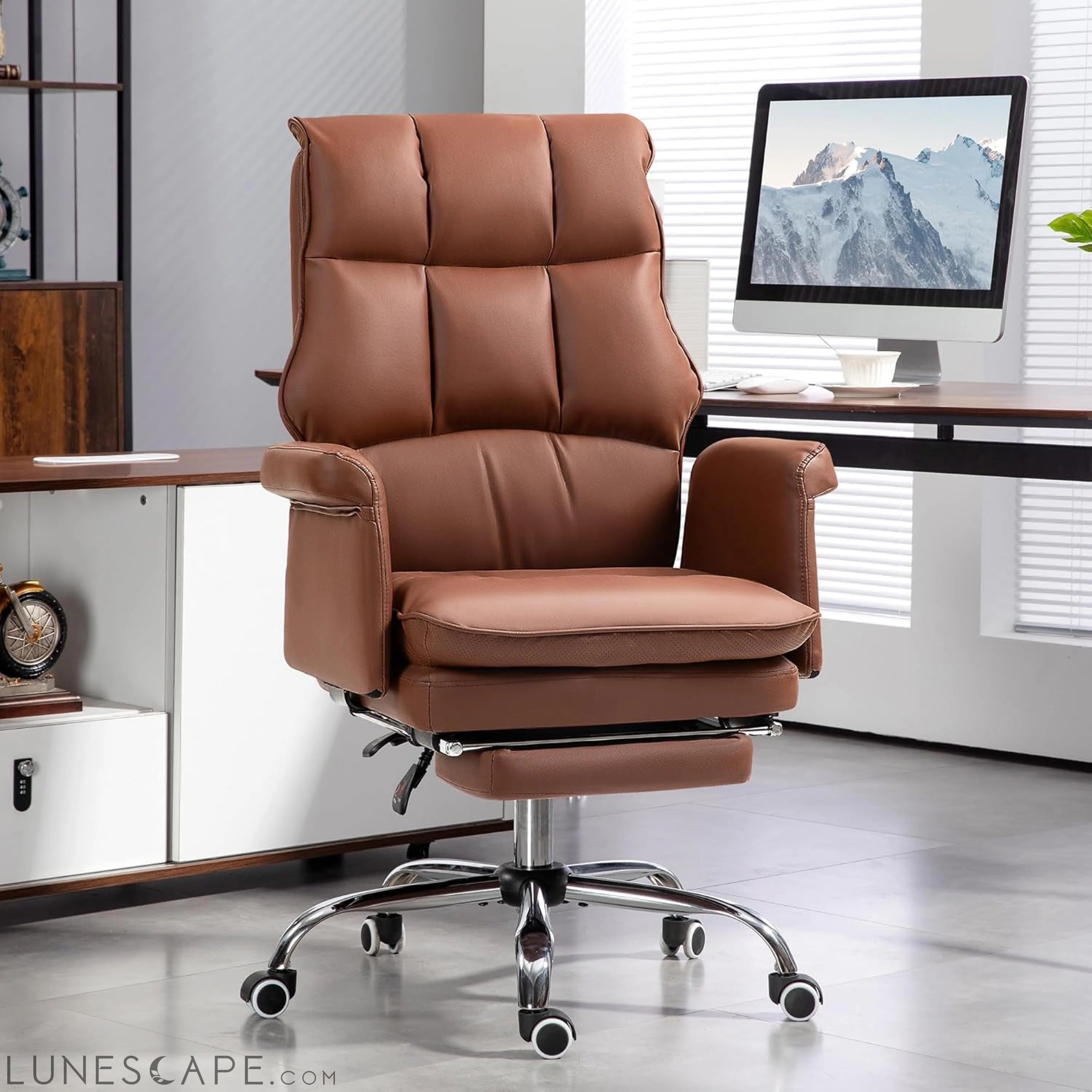 Executive Office Chair, PU Leather Ergonomic Office Desk Chair with LUNESCAPE