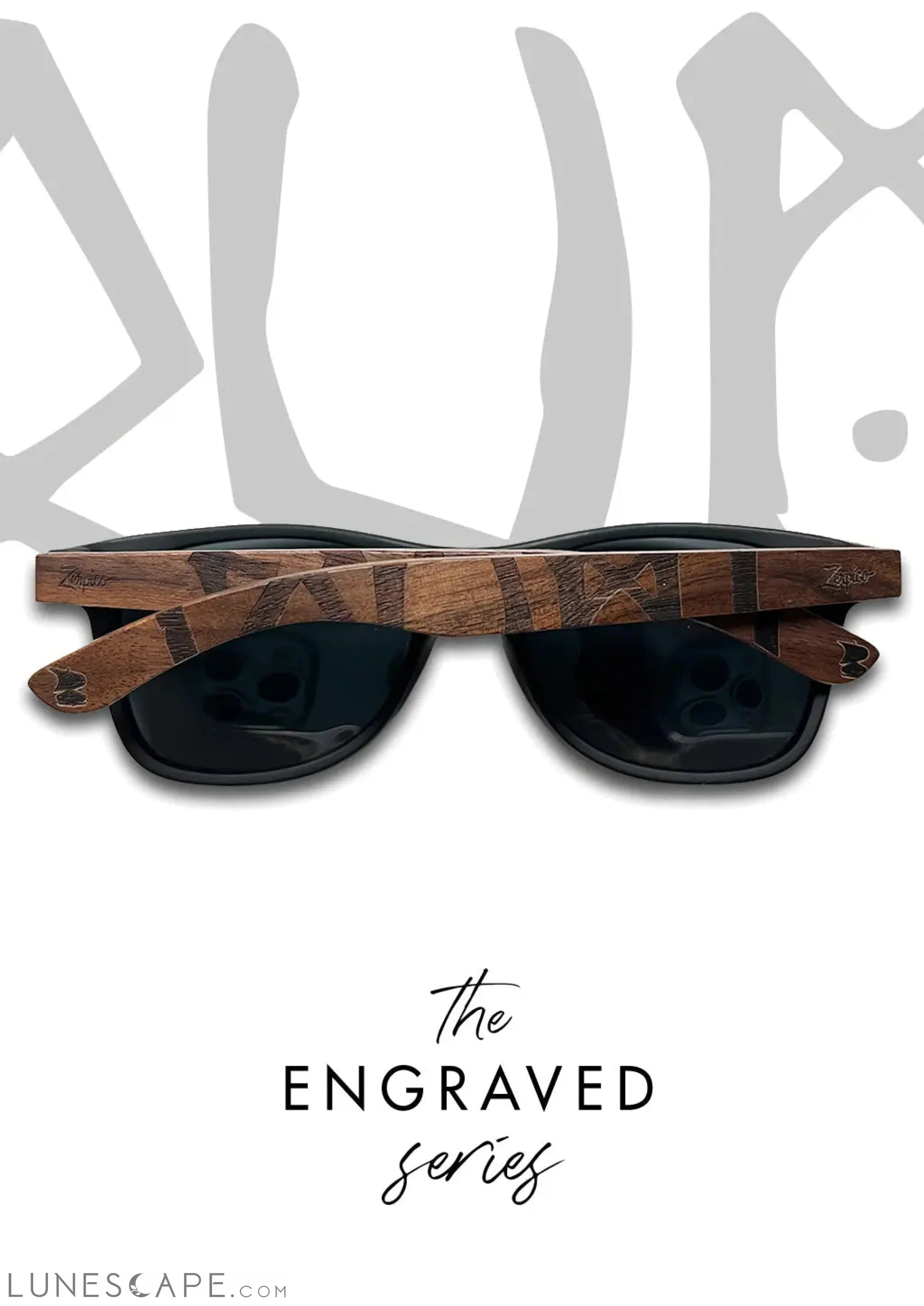 Eyewood | Engraved Wooden Sunglasses - Viking Runes - Soumi Unisex LUNESCAPE
