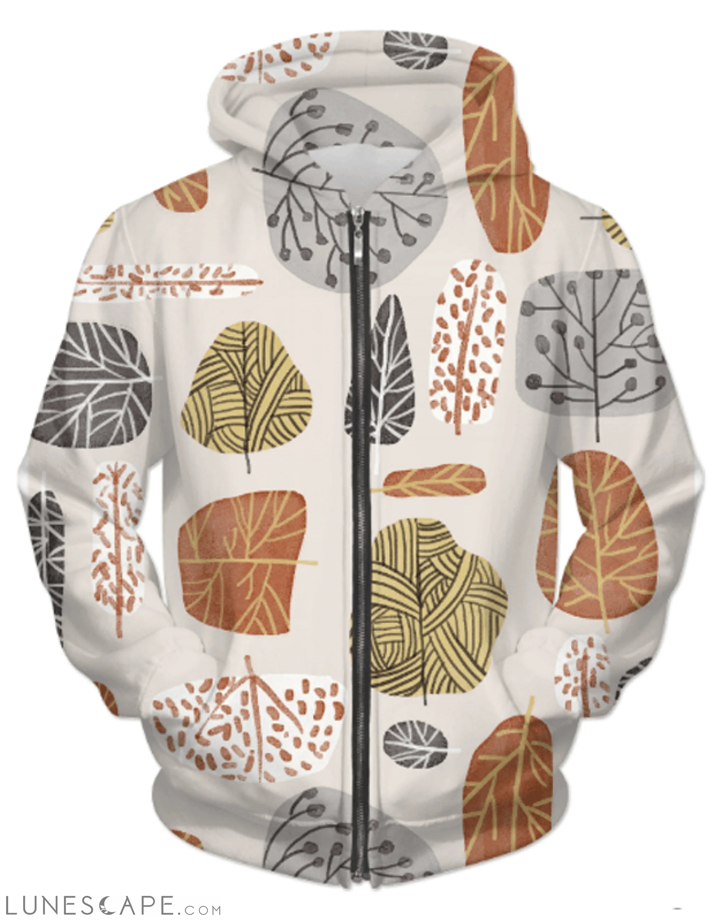 Falling Leaves Zipper Hoodie LUNESCAPE