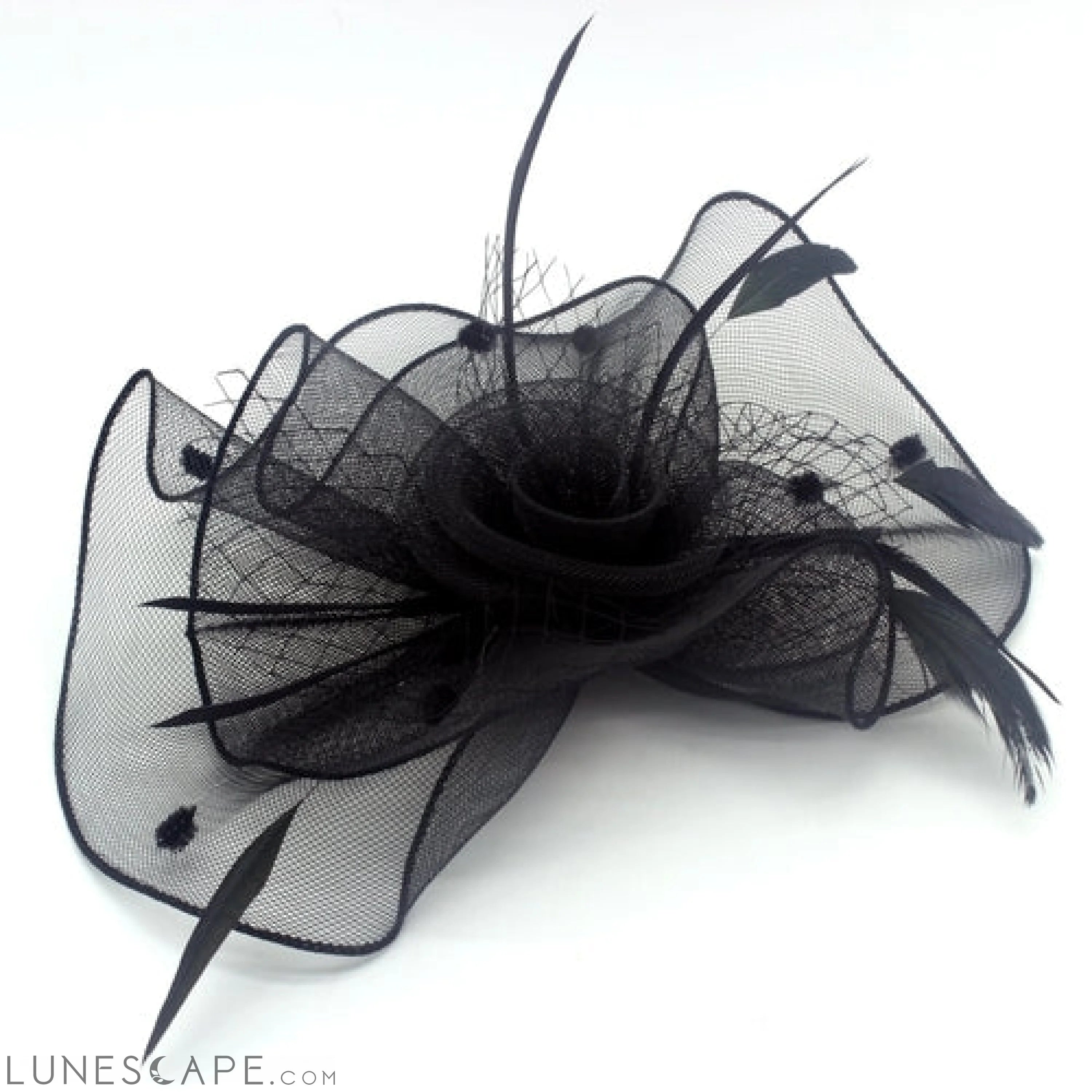 FASCINATOR BLACK FEATHER HEADBAND W/ CLIP LUNESCAPE