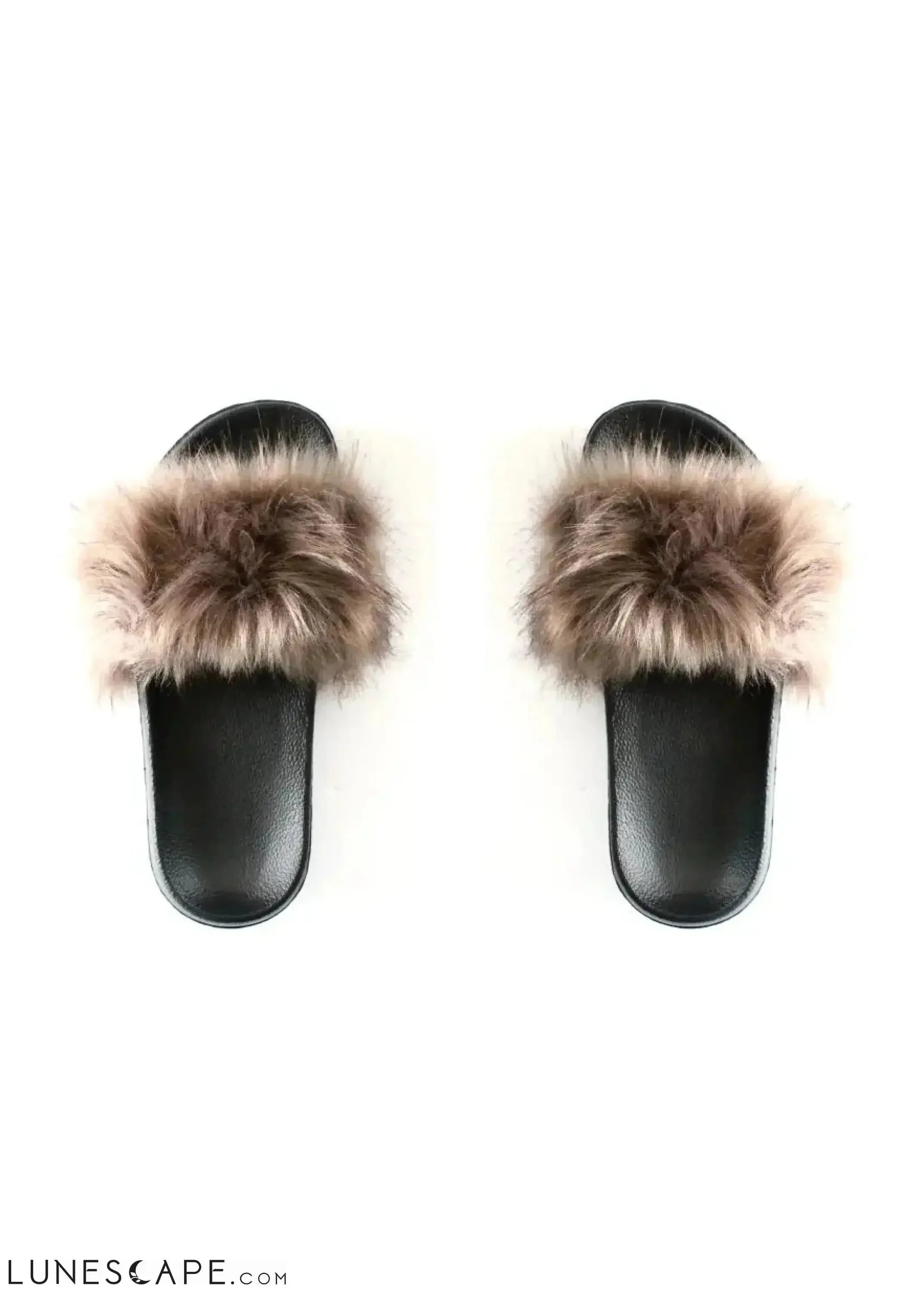 Faux Fur Slides | Taupe LUNESCAPE