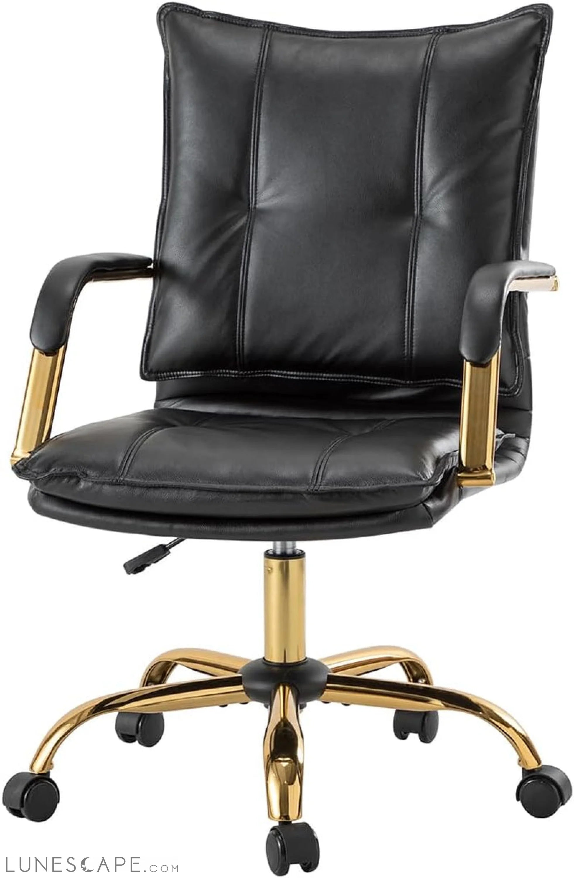 Faux Leather Home Office Desk Chair, Adjustable Swivel Computer Chair LUNESCAPE
