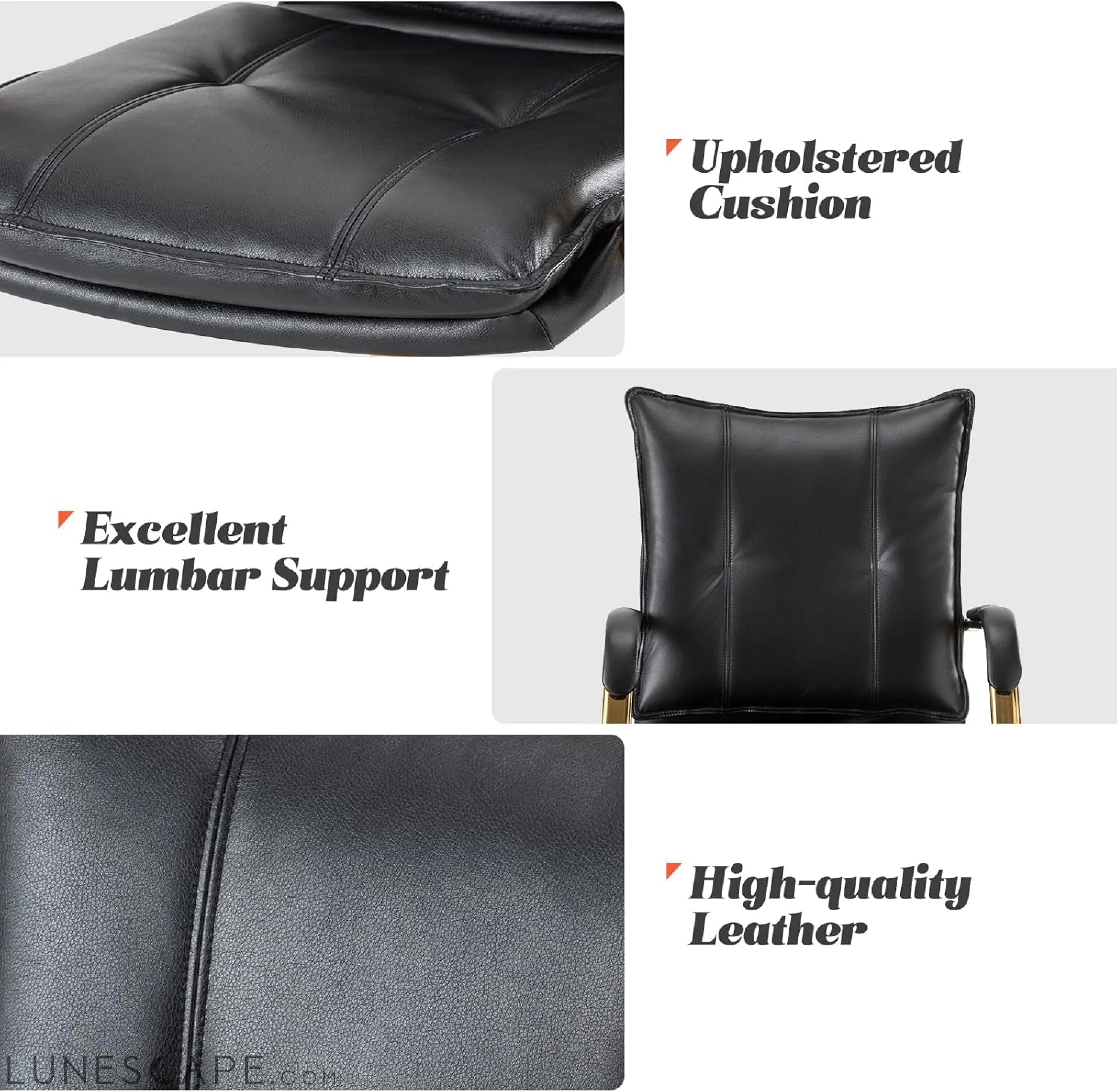 Faux Leather Home Office Desk Chair, Adjustable Swivel Computer Chair LUNESCAPE