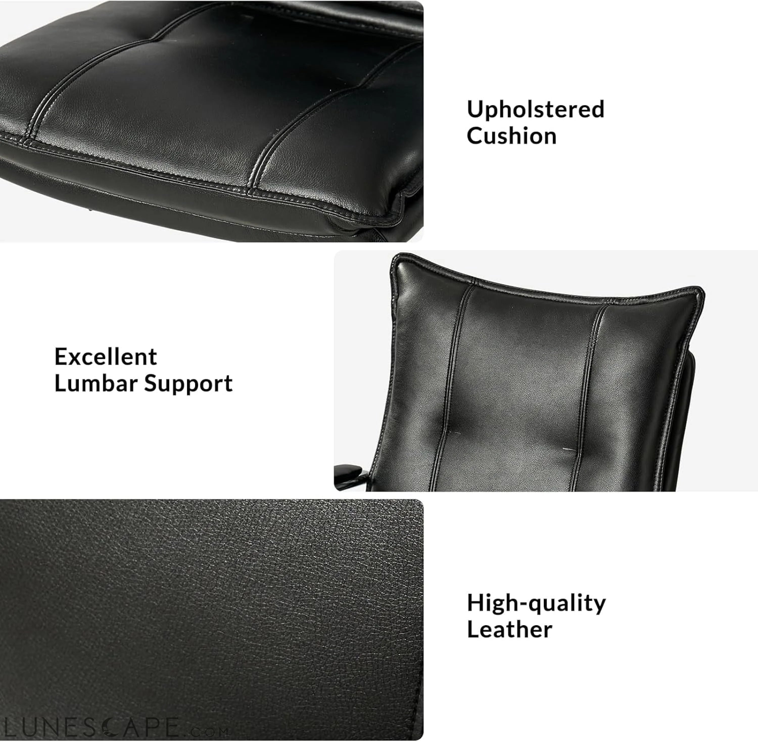 Faux Leather Home Office Desk Chair, Adjustable Swivel Computer Chair LUNESCAPE