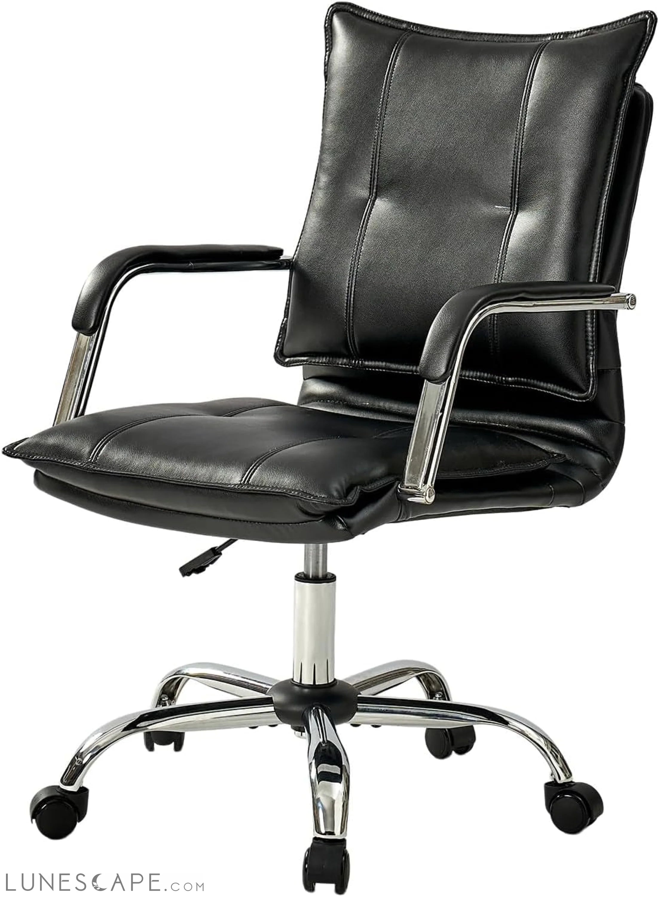 Faux Leather Home Office Desk Chair, Adjustable Swivel Computer Chair LUNESCAPE