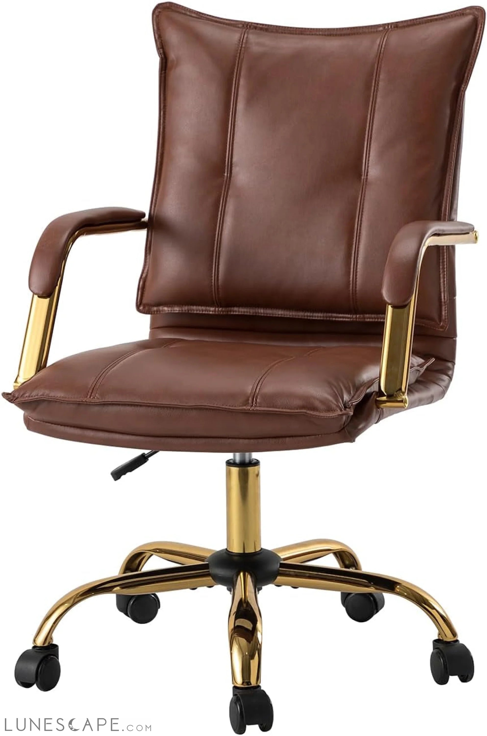 Faux Leather Home Office Desk Chair, Adjustable Swivel Computer Chair LUNESCAPE
