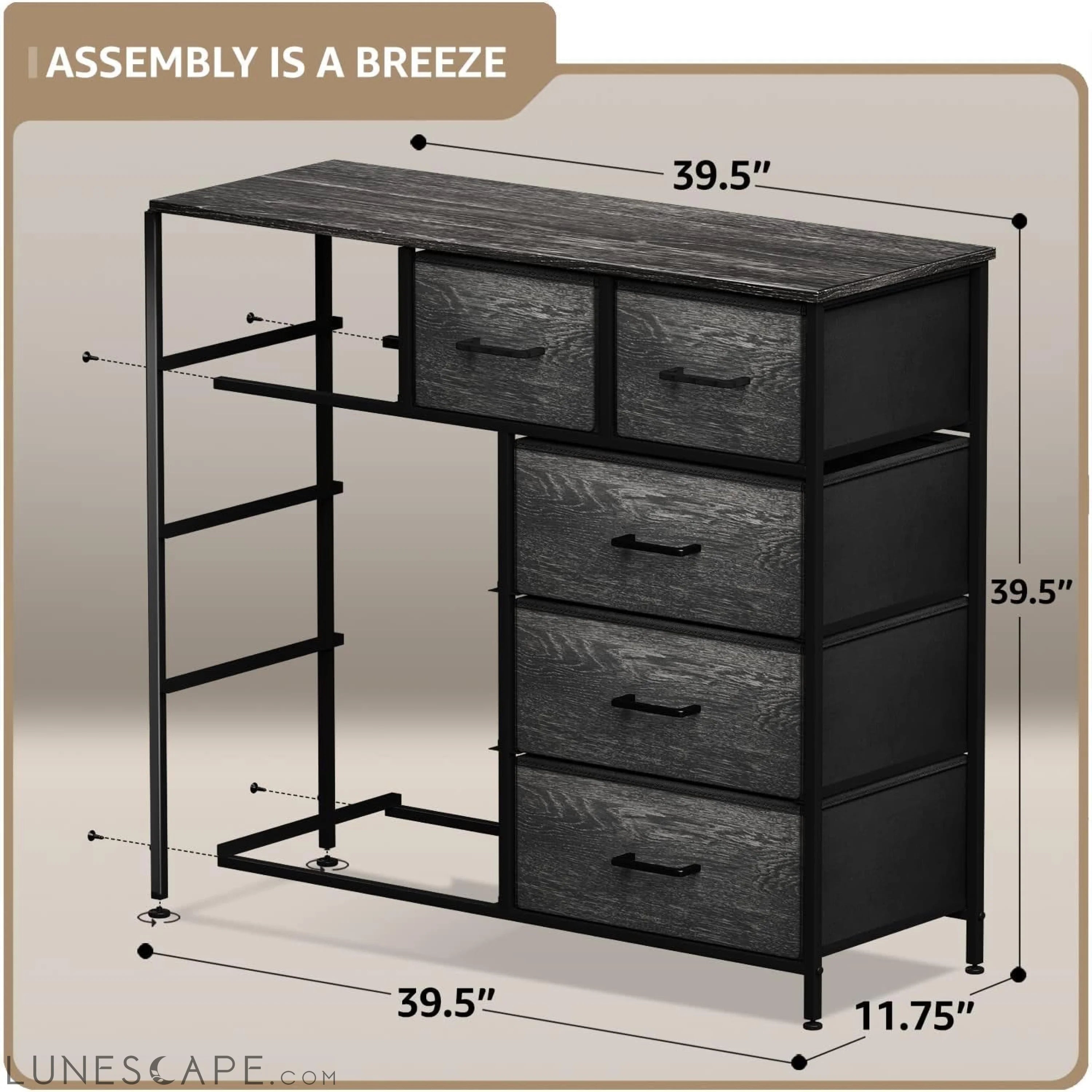 Faux Wood Dresser with 9 Drawers LUNESCAPE