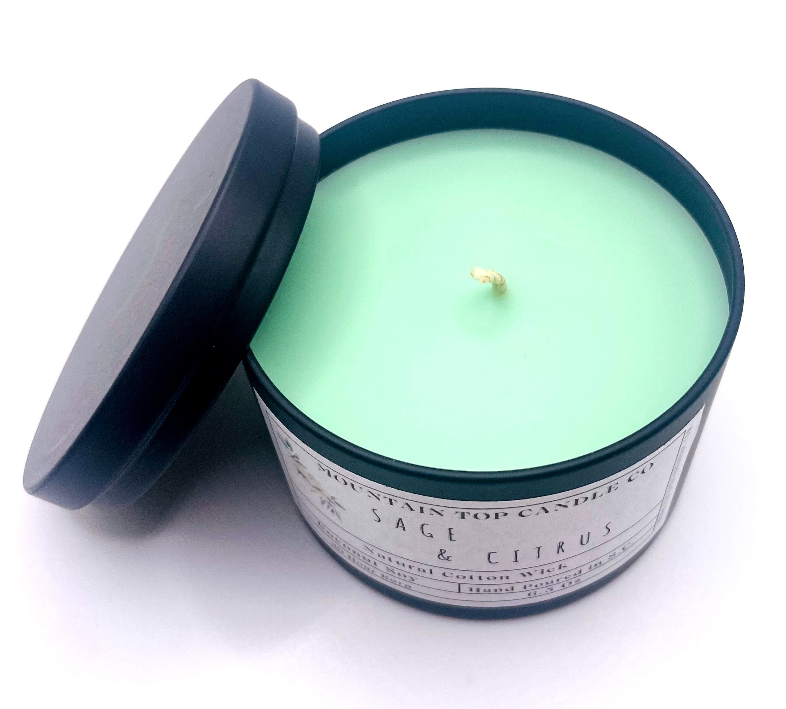 Sage & Citrus Tin Hand-Poured Single-Wick Soy Candle LUNESCAPE