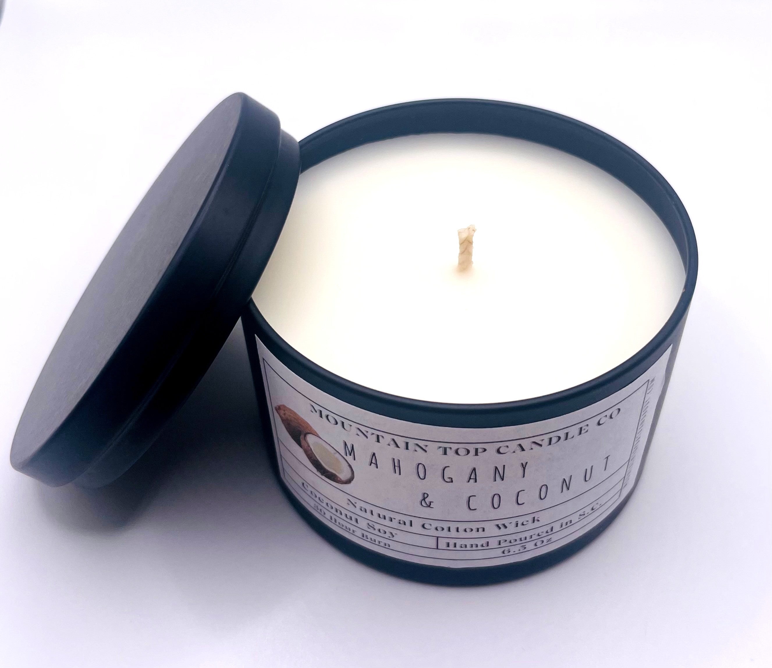 Mahogany Coconut Tin Hand-Poured Single-Wick Soy Candle LUNESCAPE