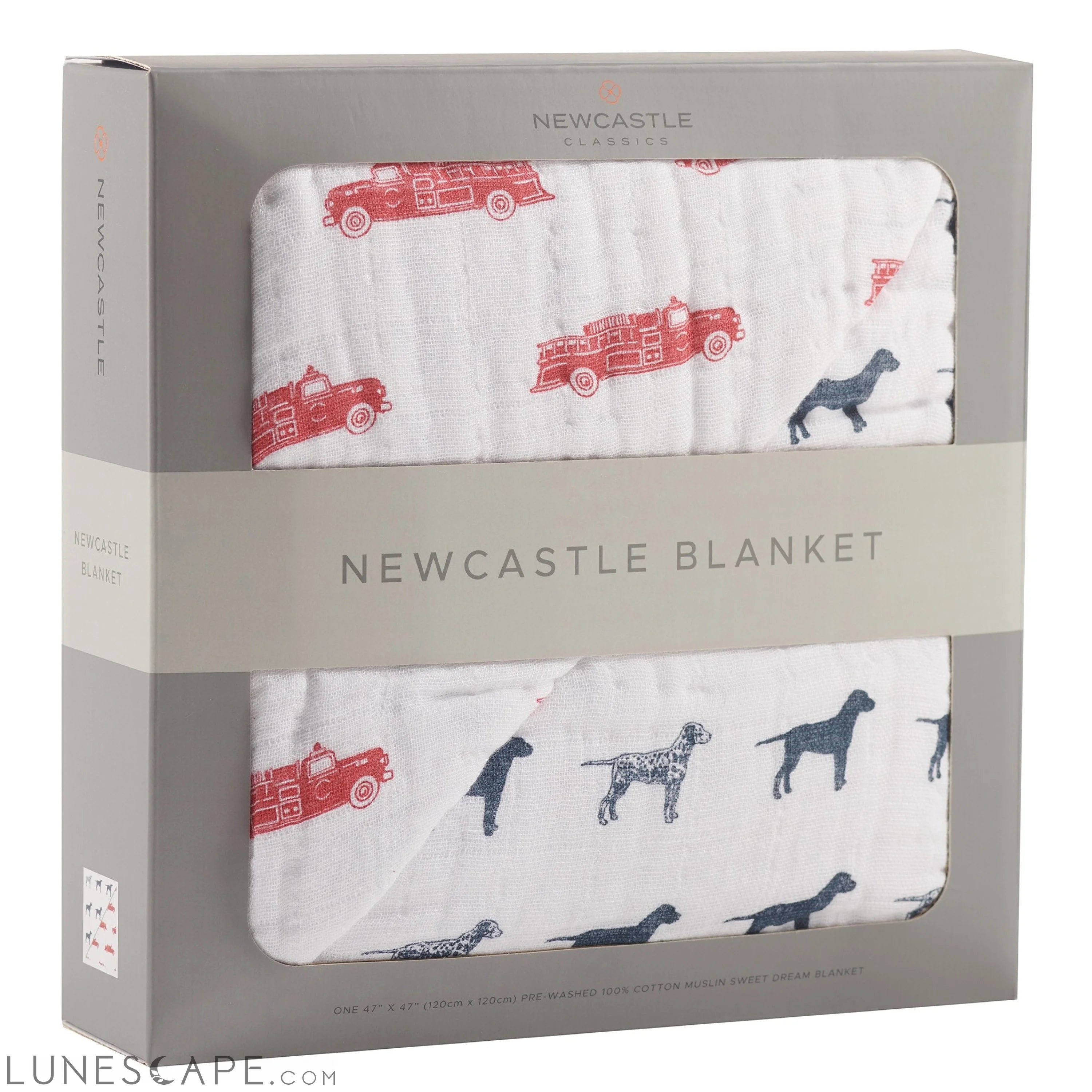 Fire Truck and Dalmatian Cotton Muslin Newcastle Blanket LUNESCAPE