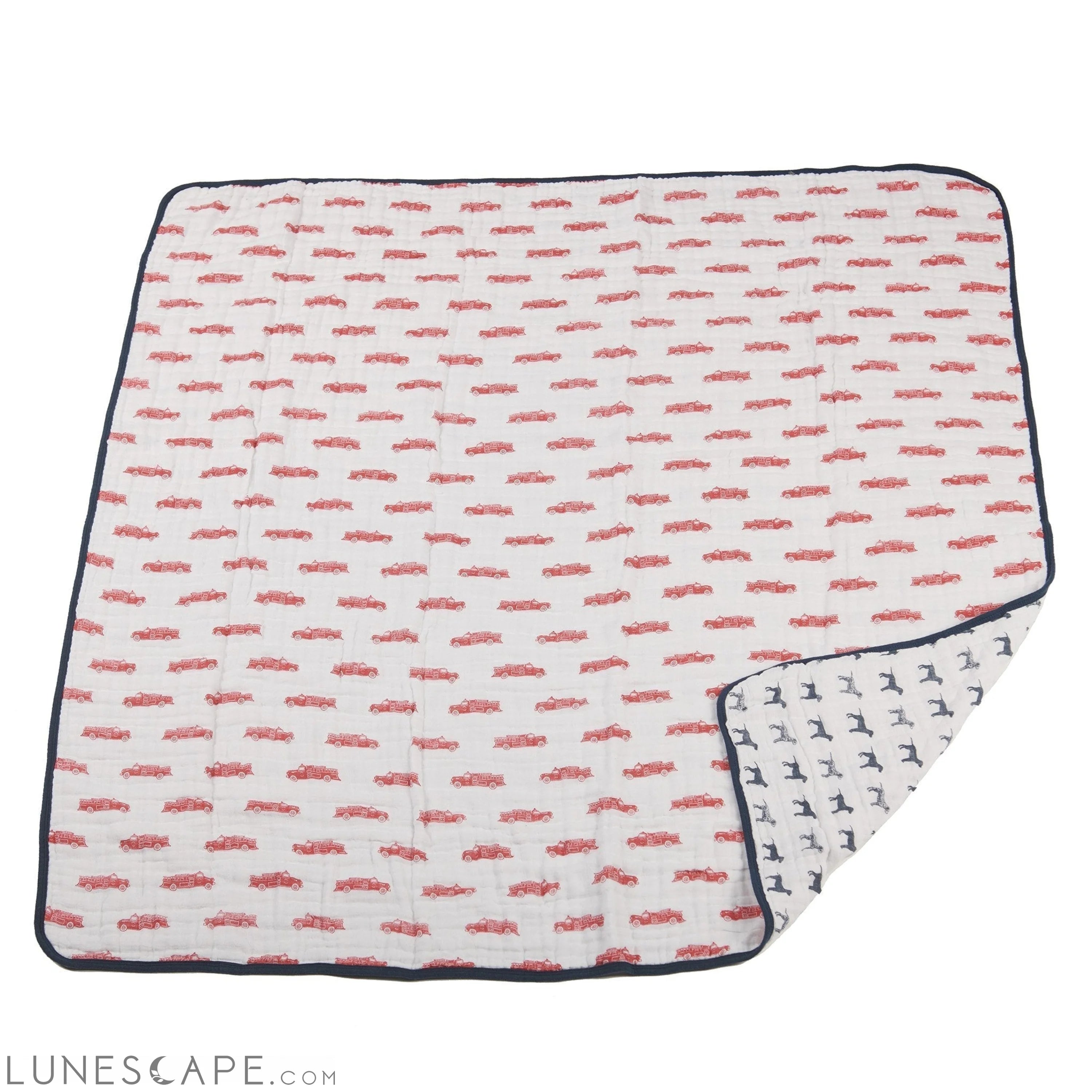 Fire Truck and Dalmatian Cotton Muslin Newcastle Blanket LUNESCAPE