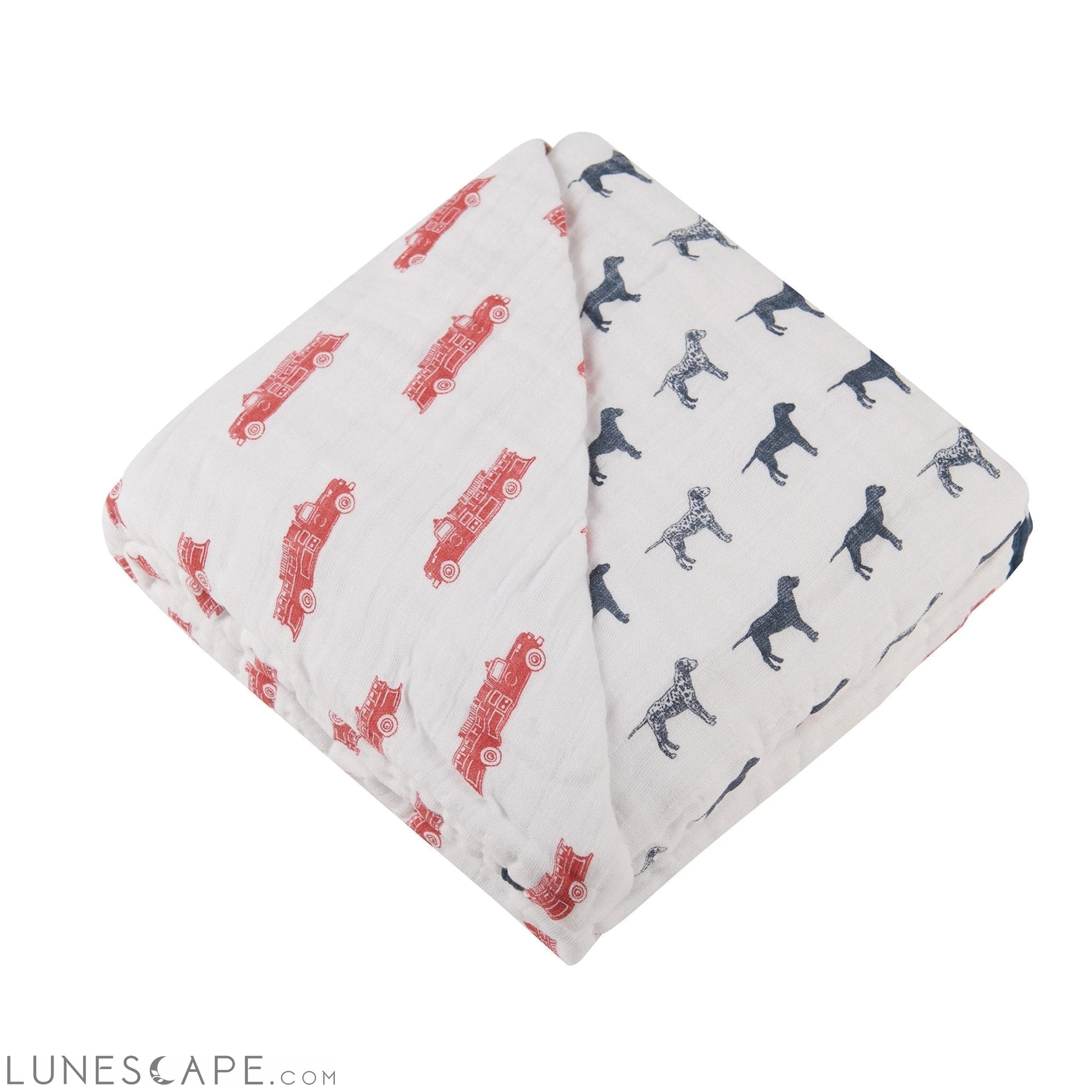 Fire Truck and Dalmatian Cotton Muslin Newcastle Blanket LUNESCAPE