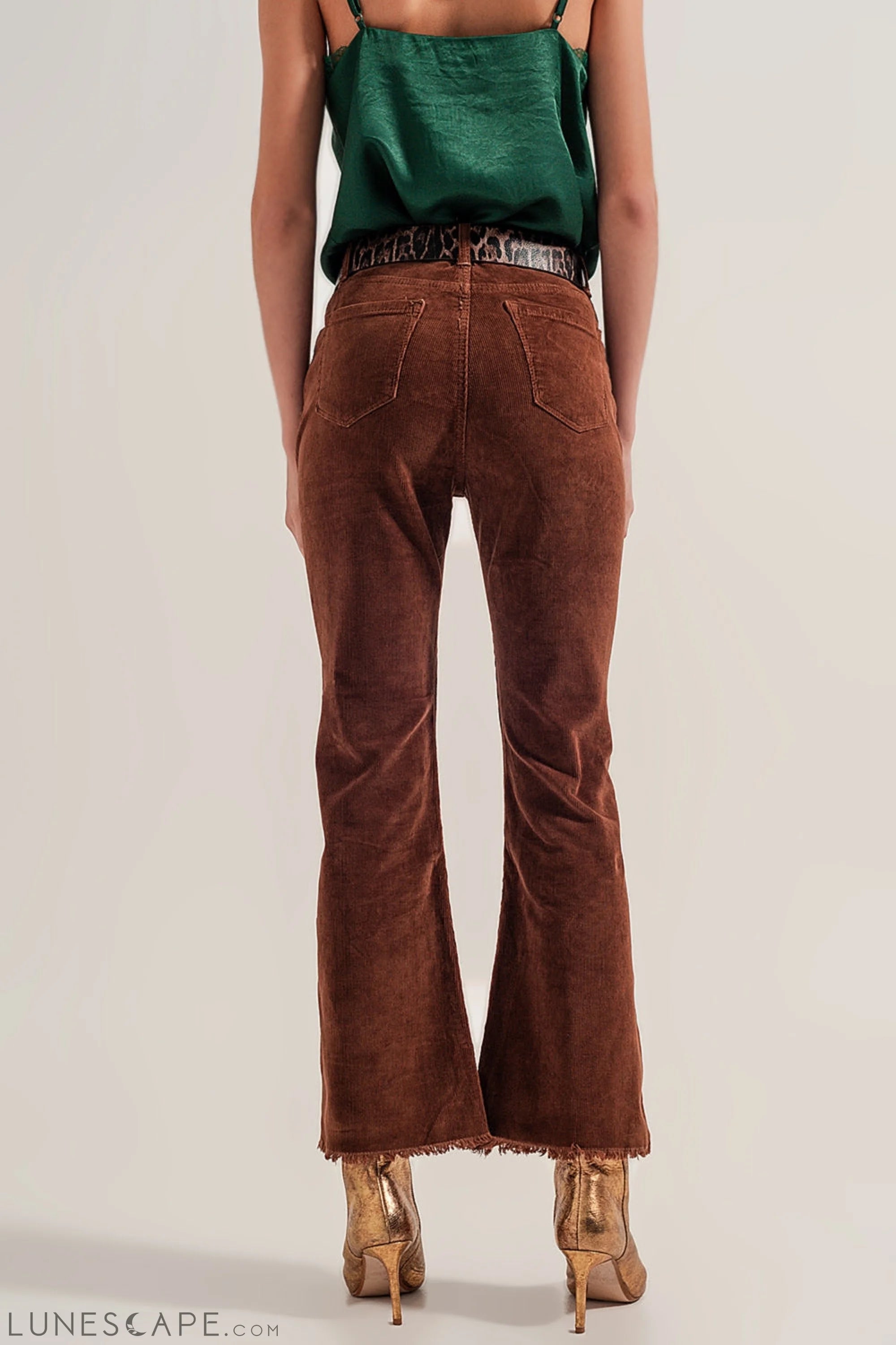Flare Corduroy Pants in Brown LUNESCAPE
