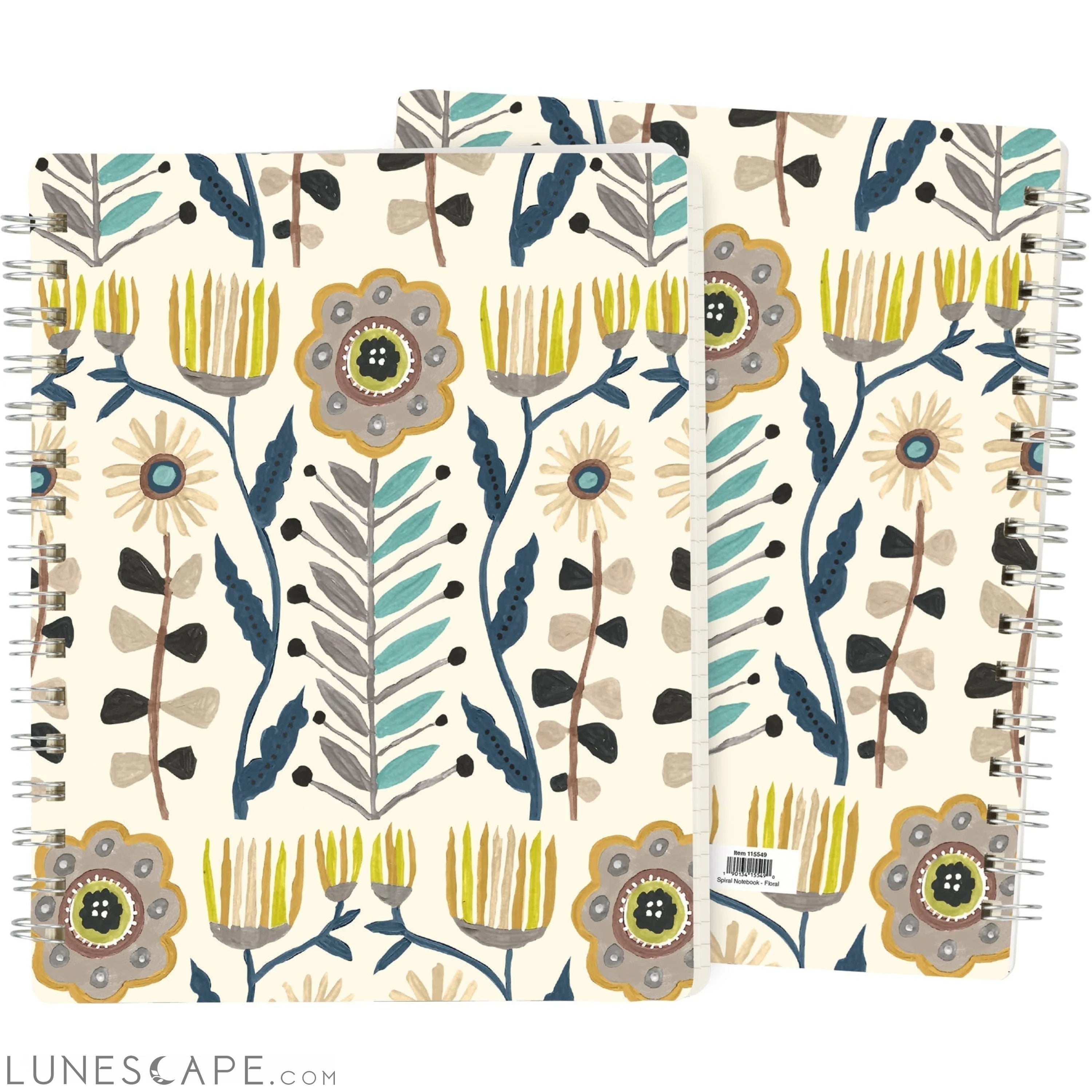Floral Spiral Notebook | Double-sided 120 Lined Pages Folk Art Style LUNESCAPE