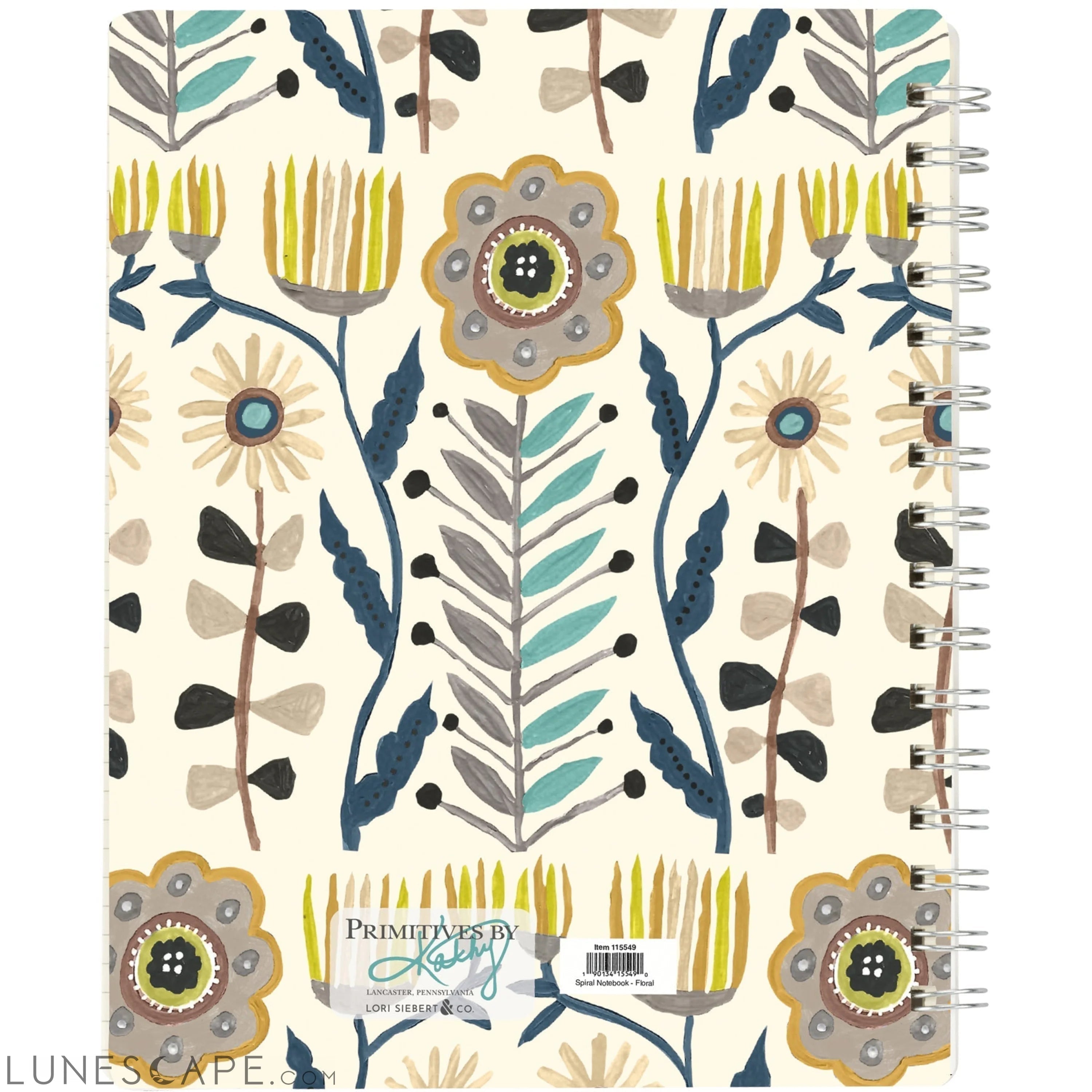 Floral Spiral Notebook | Double-sided 120 Lined Pages Folk Art Style LUNESCAPE