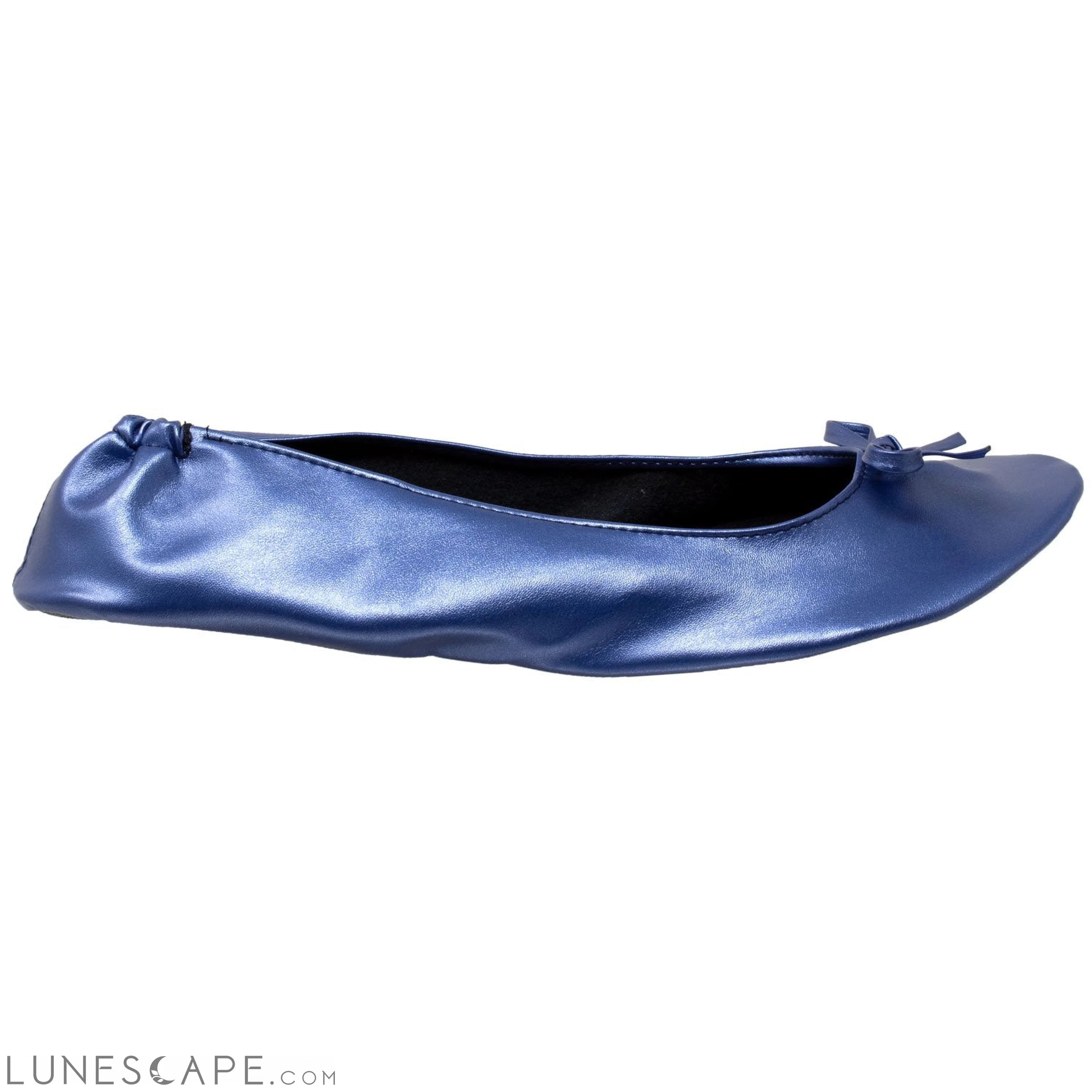 Foldable Ballet Flats Women's Travel Portable Comfortable Shoes Navy LUNESCAPE