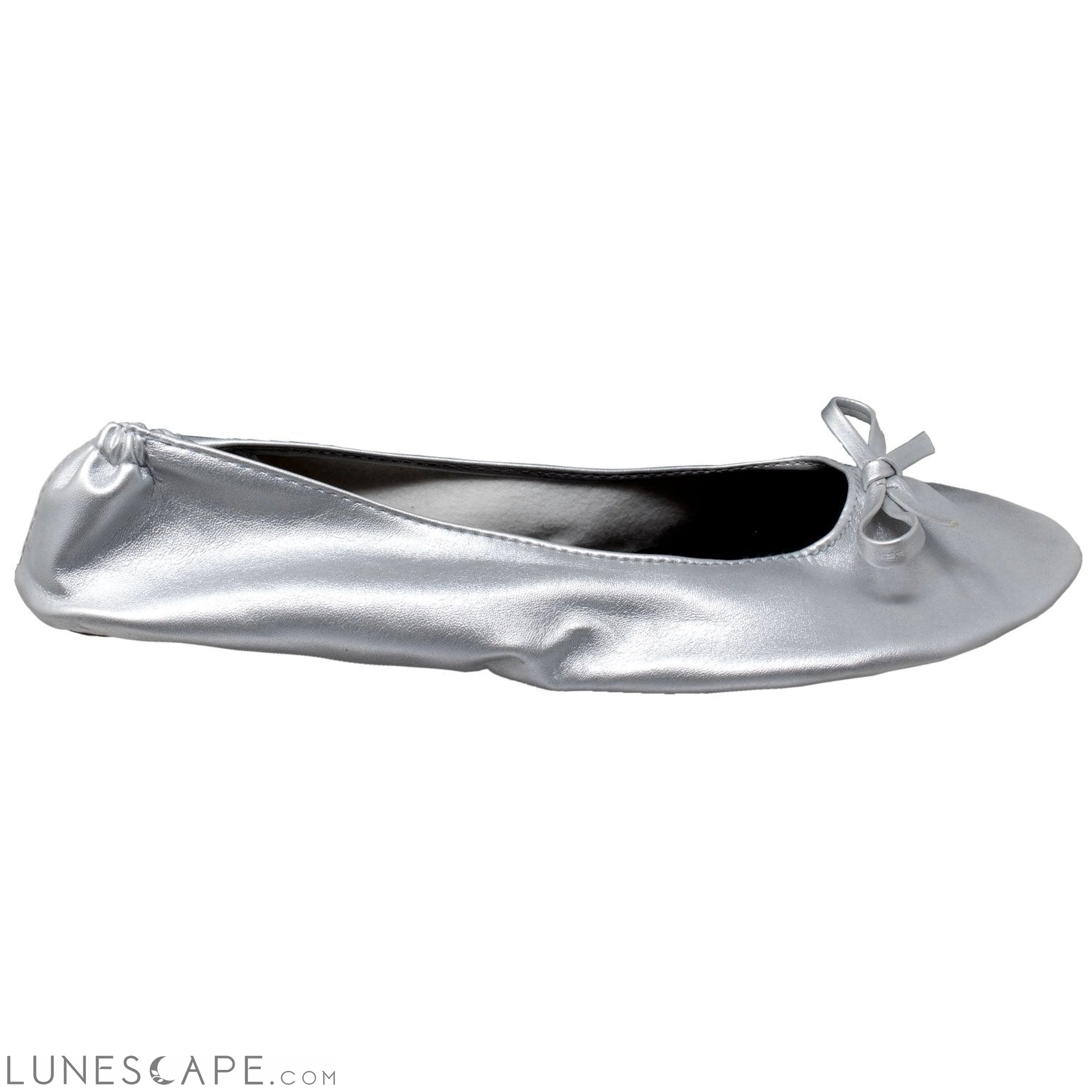Foldable Ballet Flats Women's Travel Portable Comfortable Shoes Silver LUNESCAPE