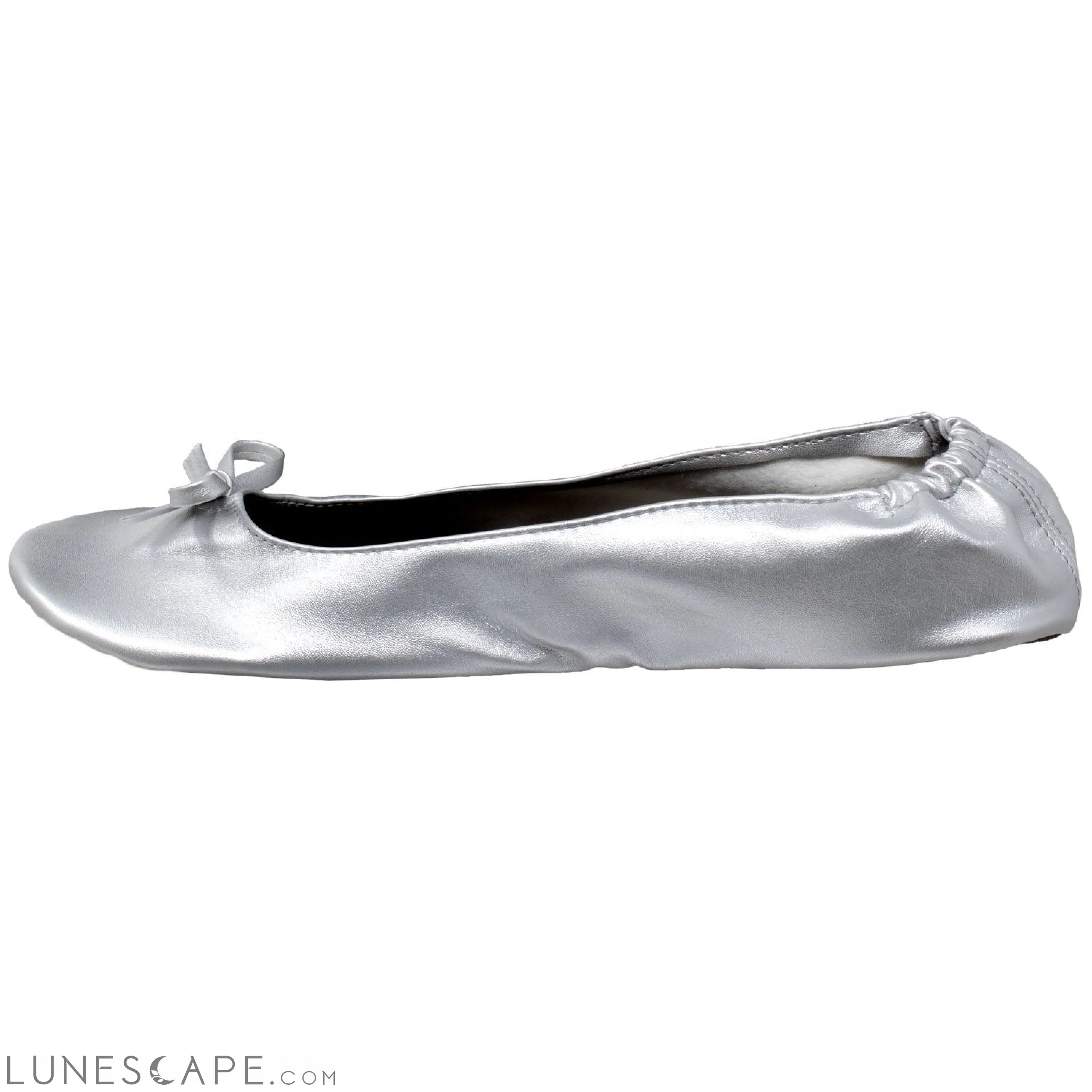 Foldable Ballet Flats Women's Travel Portable Comfortable Shoes Silver LUNESCAPE