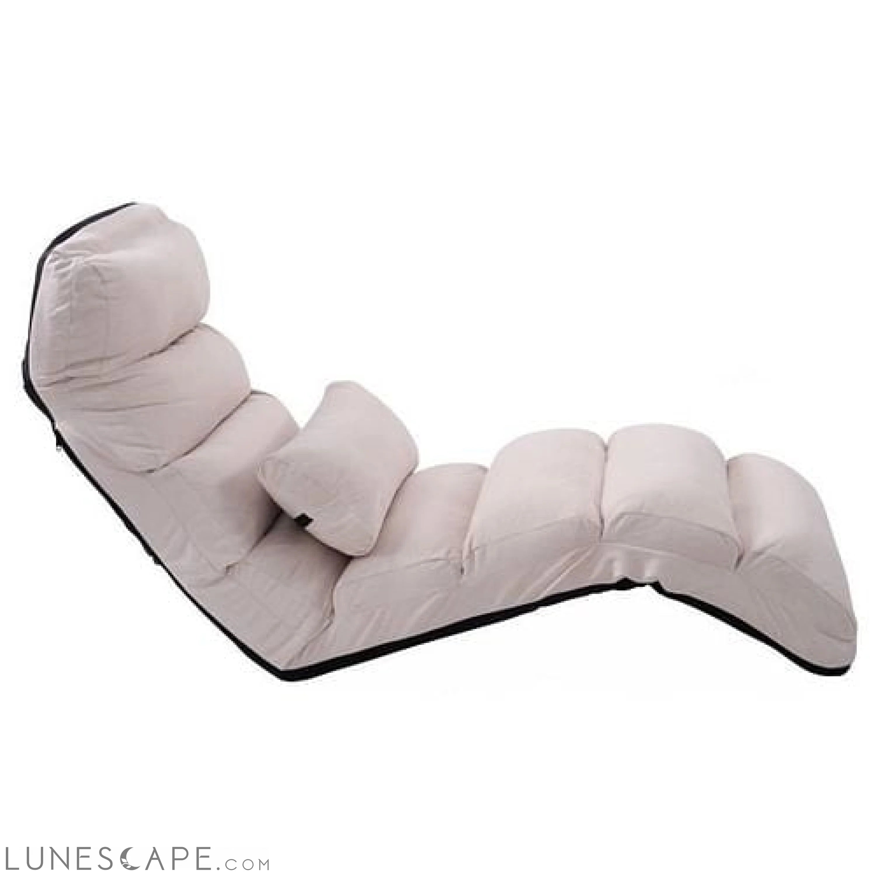 Foldable Multi-Position Sofa Bed Lounger Couch with Pillow in Beige LUNESCAPE