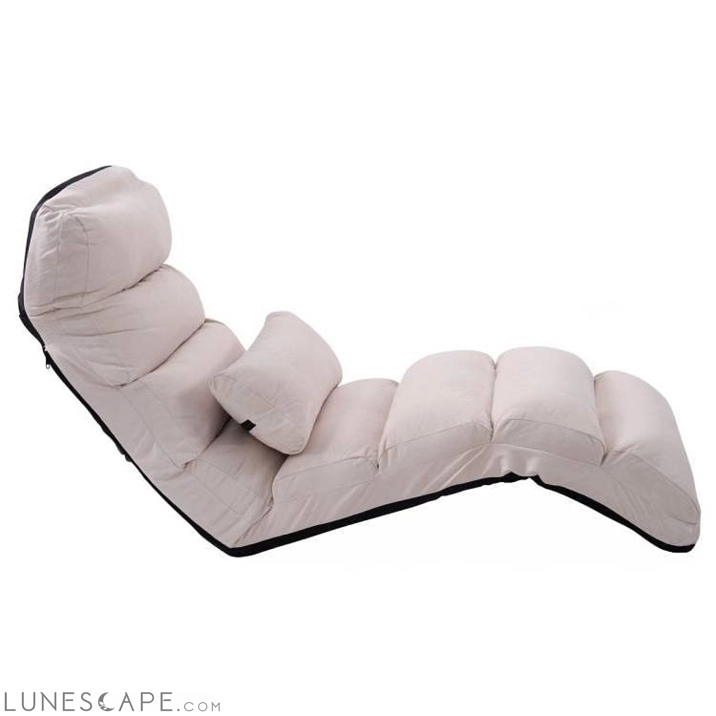 Foldable Multi-Position Sofa Bed Lounger Couch with Pillow in Beige LUNESCAPE