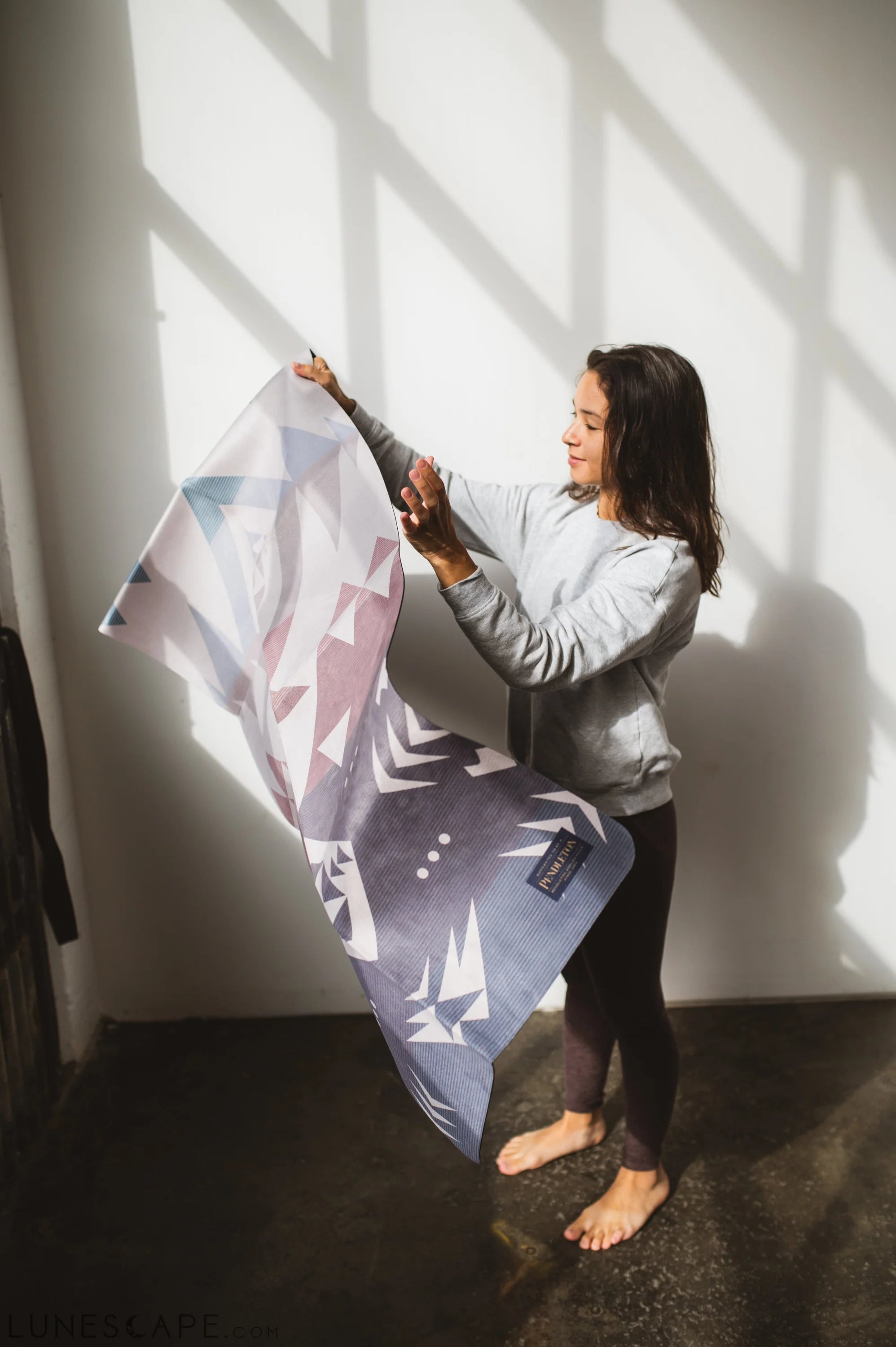 Foldable Suede Yoga Mat Pendleton Agate Beach Travel Mat LUNESCAPE