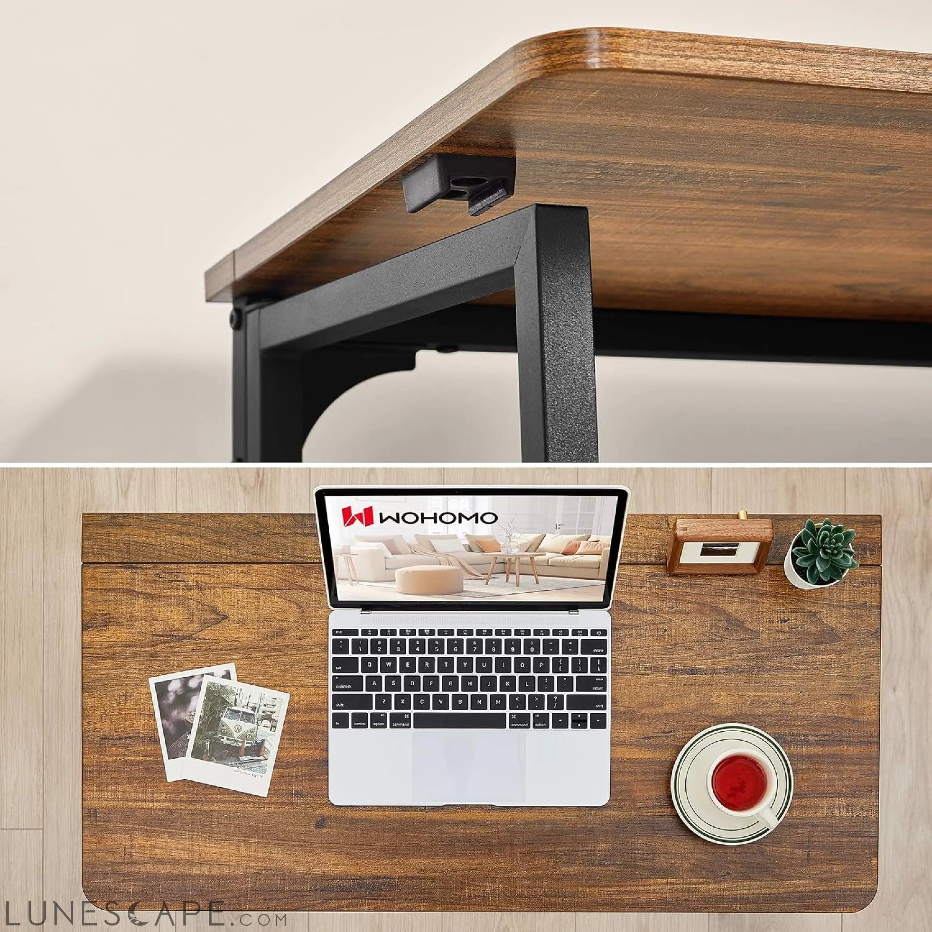 Folding Computer Desk, Small Writing Desk 31.5", Space-Saving Foldable LUNESCAPE
