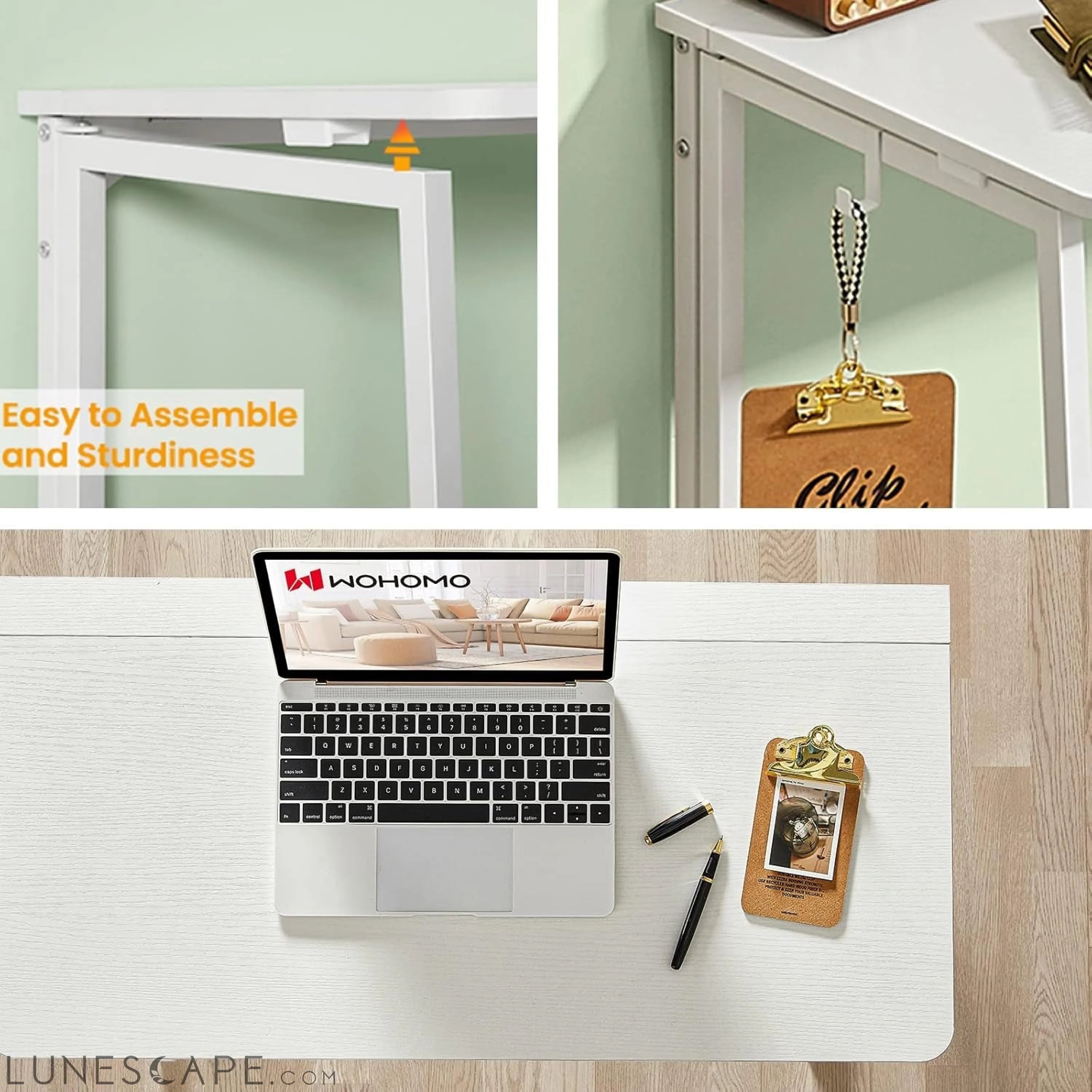 Folding Desk, 31.5" Small Desk for Small Spaces, Easy Assemble LUNESCAPE