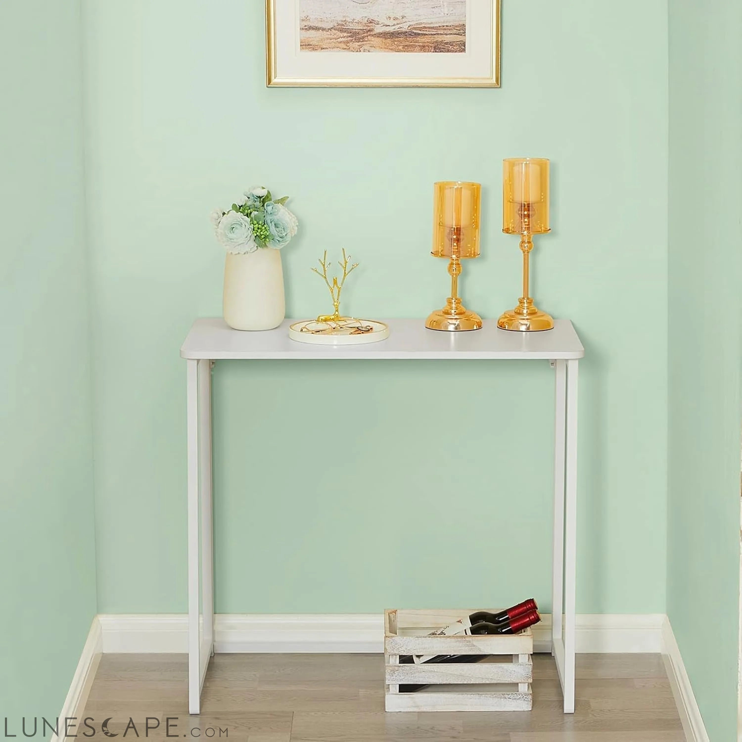 Folding Desk, 31.5" Small Desk for Small Spaces, Easy Assemble LUNESCAPE